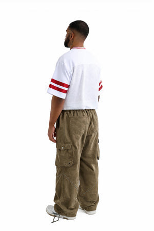 Wide Leg Denim Joggers With Zip