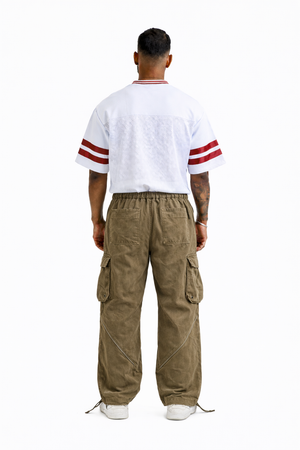 Wide Leg Denim Joggers With Zip