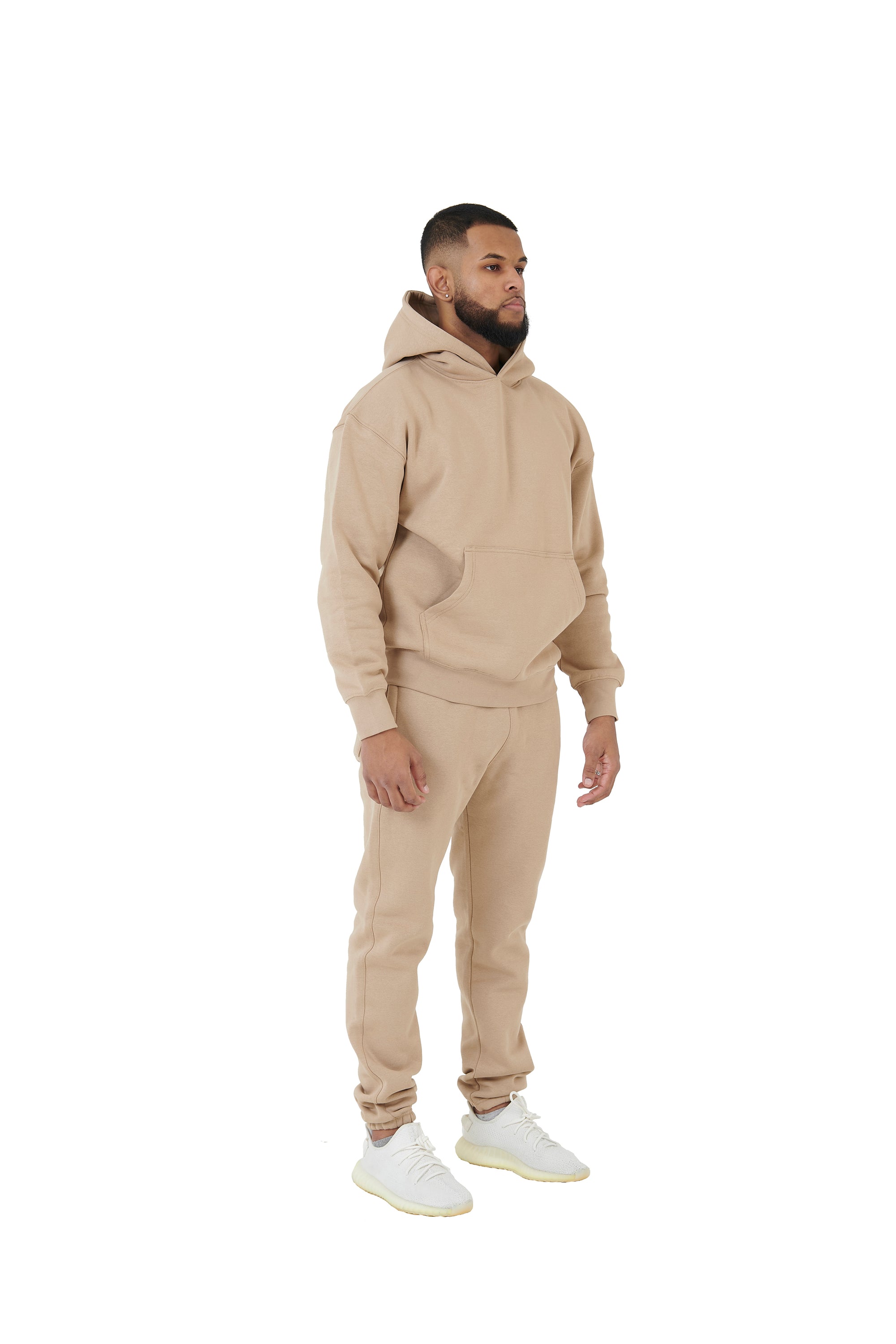 Wholesale Plain Beige Over Sized Hoodie and Beige Over Sized Jogging Bottoms