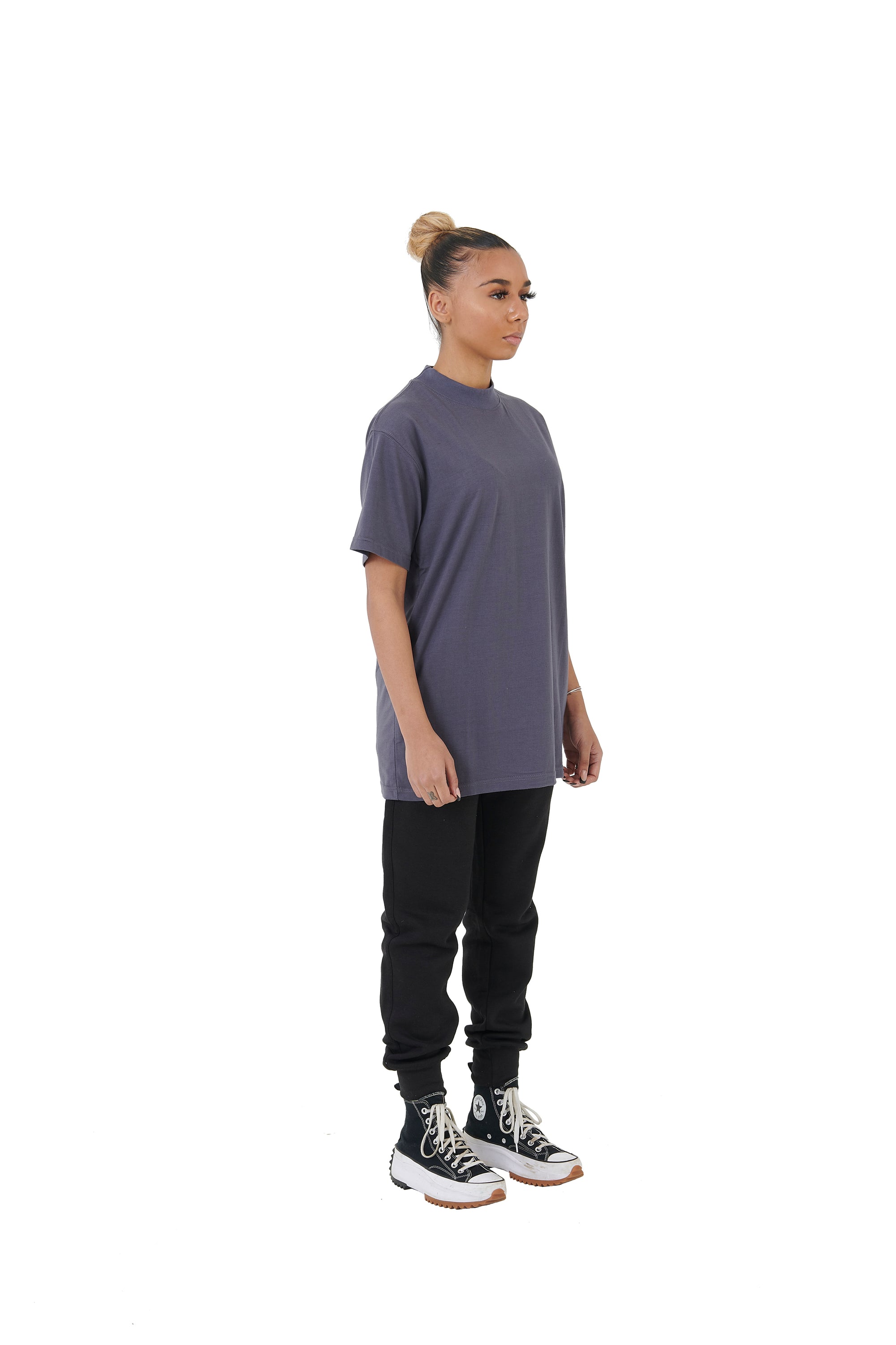 Wholesale Plain Charcoal Grey Oversized T-shirt and Oversized Plain Black Jogging Bottoms