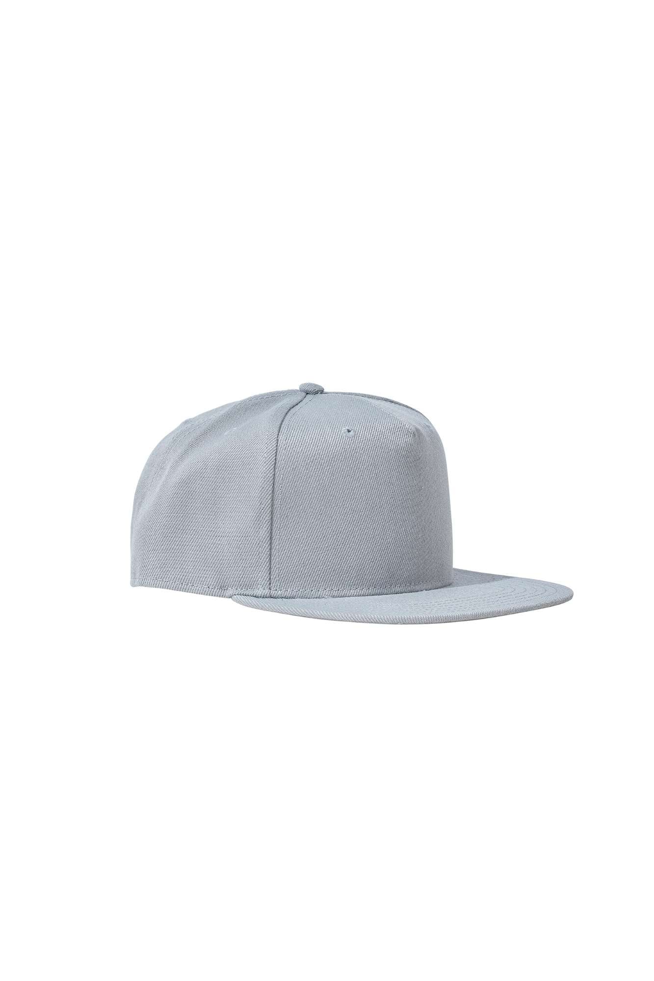 The Flat Peak Snap Back features visible stitching and adjustable back is available at wholesale prices 