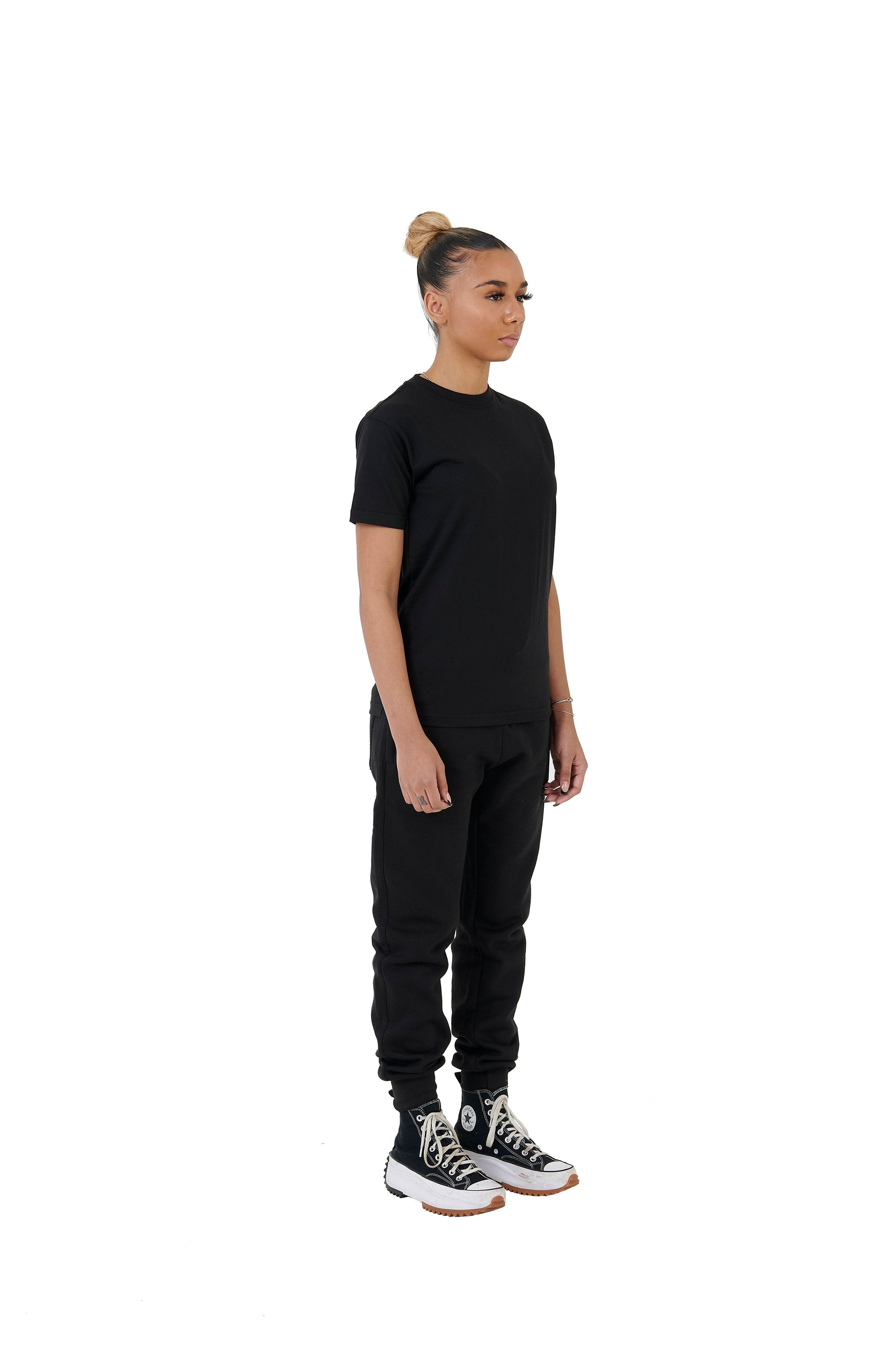  Plain Black  Slim Relaxed T-shirt and Black Joggers