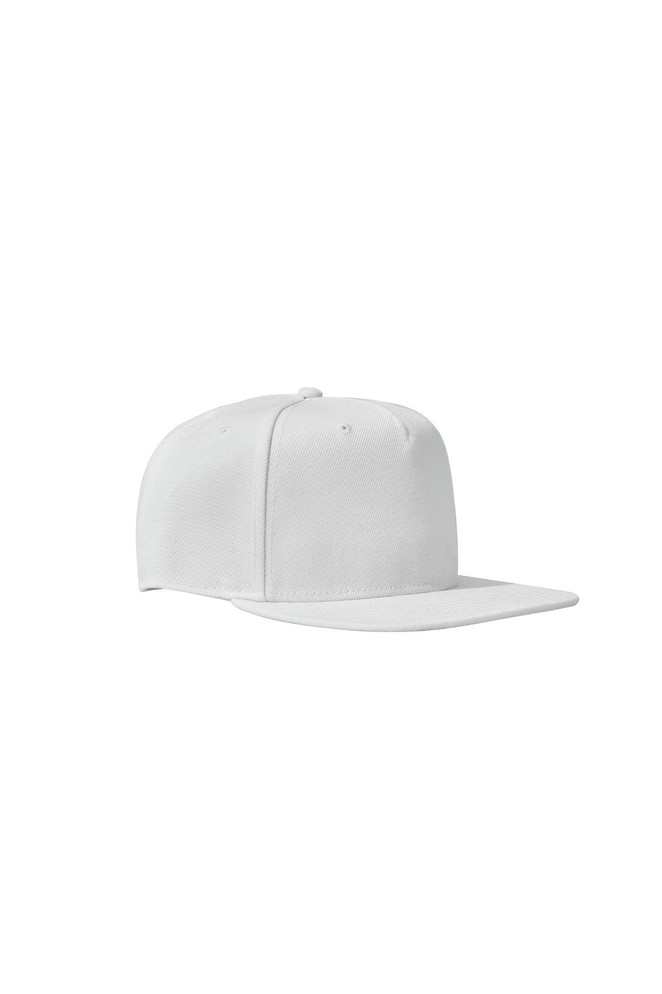 The Flat Peak Snap Back features visible stitching and adjustable back is available at wholesale prices 