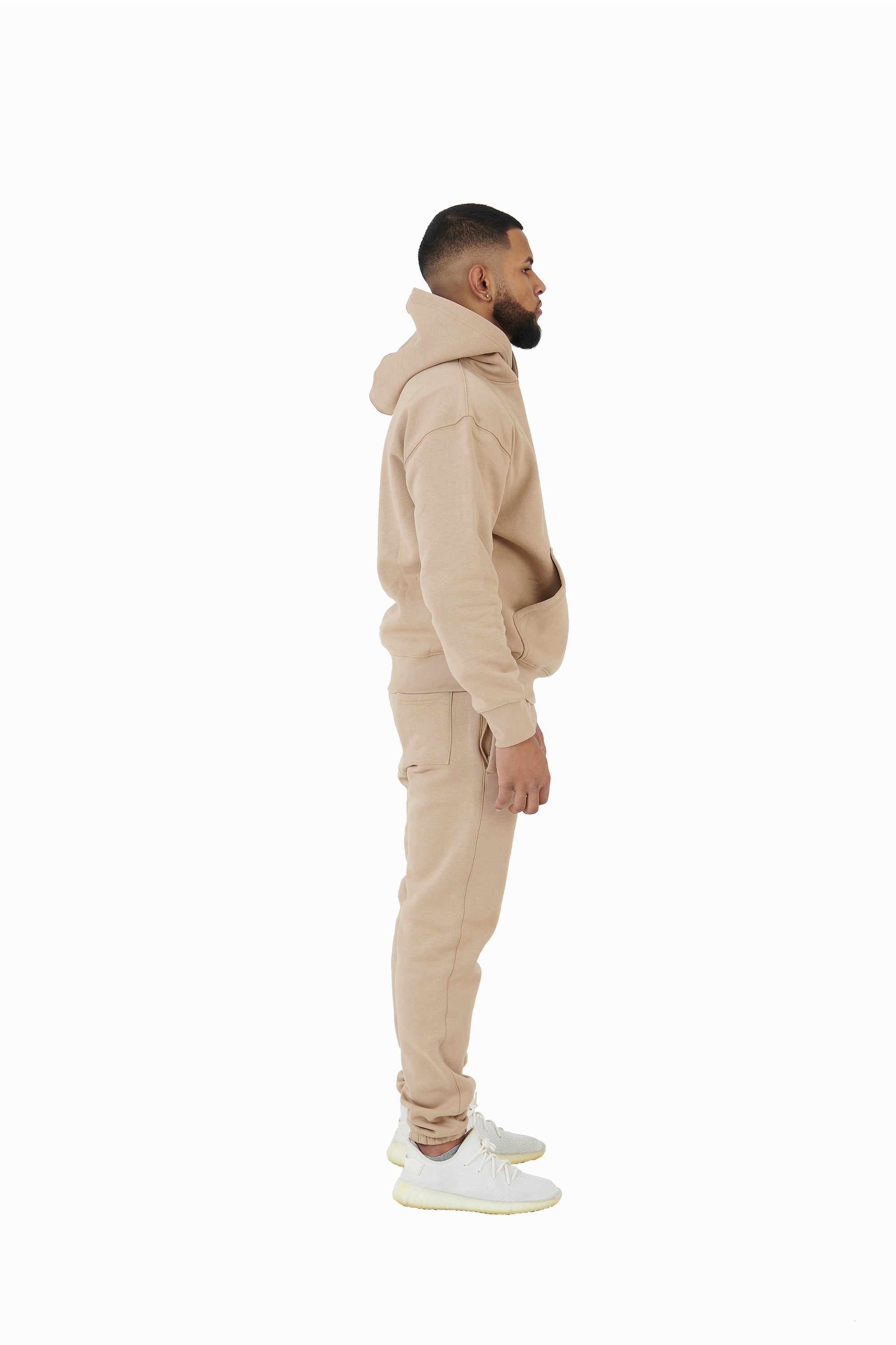 Wholesale Plain Beige Over Sized Hoodie and Beige Over Sized Jogging Bottoms