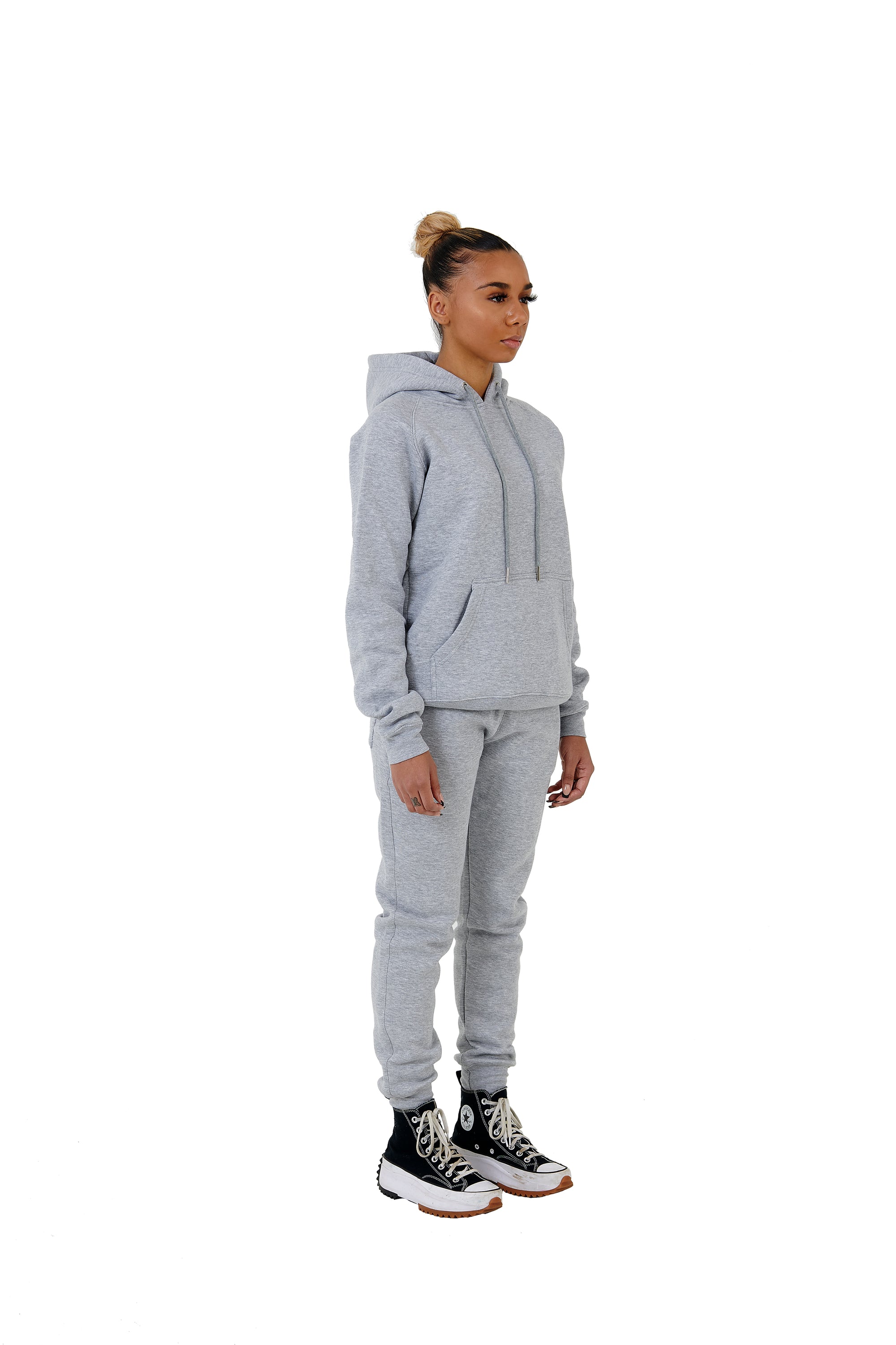 Wholesale Plain Black Slim Fit Hoodie and Black Slim Fit Jogging Bottoms