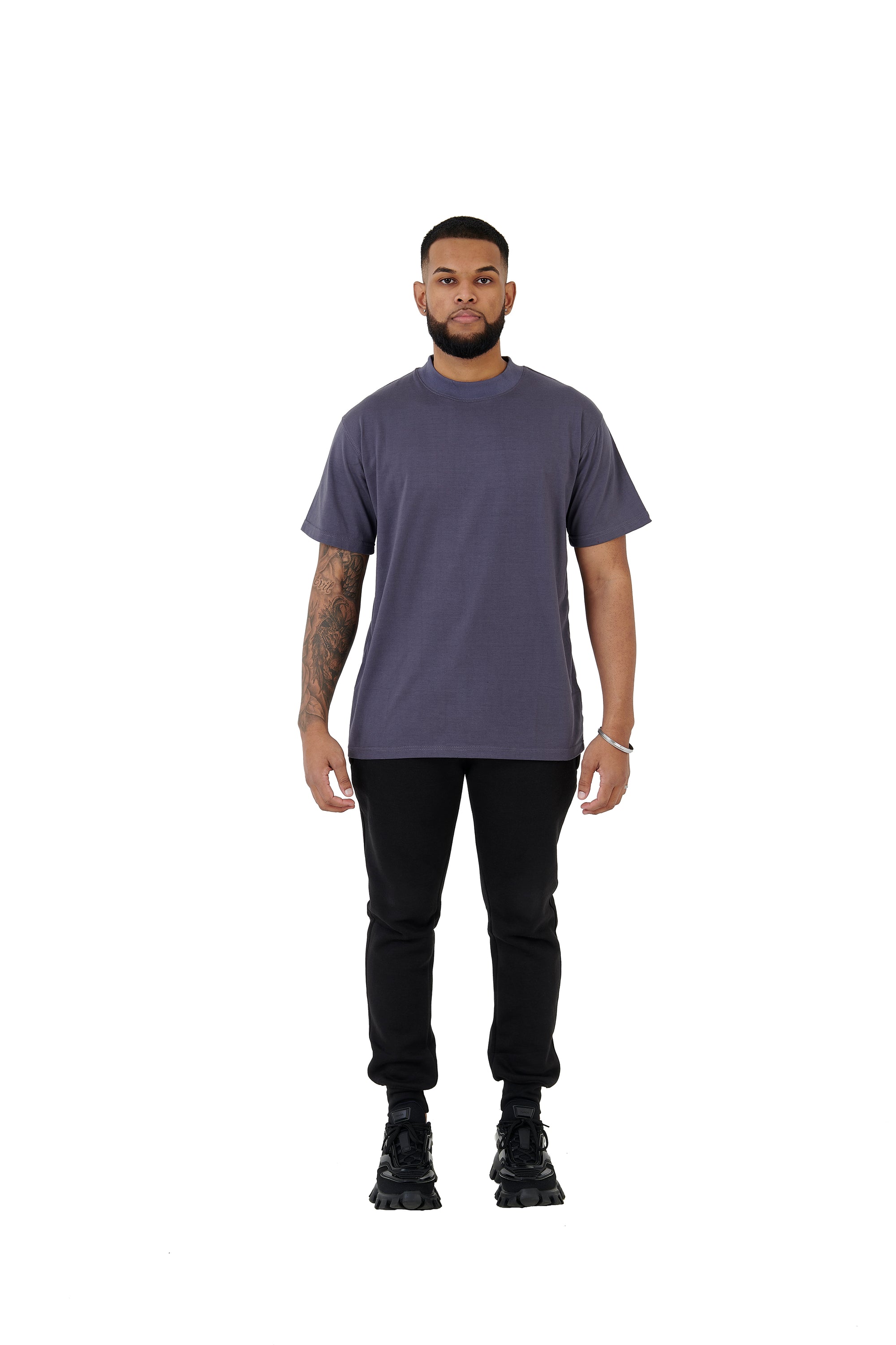 Wholesale Plain Charcoal Grey Oversized T-shirt and Oversized Plain Black Jogging Bottoms