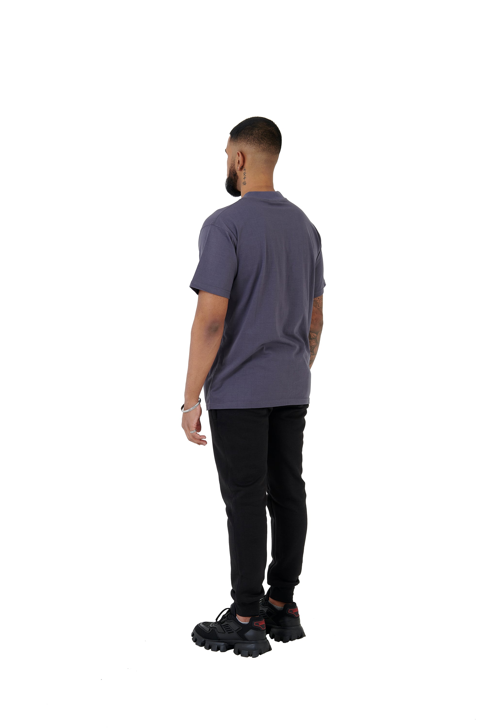 Wholesale Plain Charcoal Grey Oversized T-shirt and Oversized Plain Black Jogging Bottoms