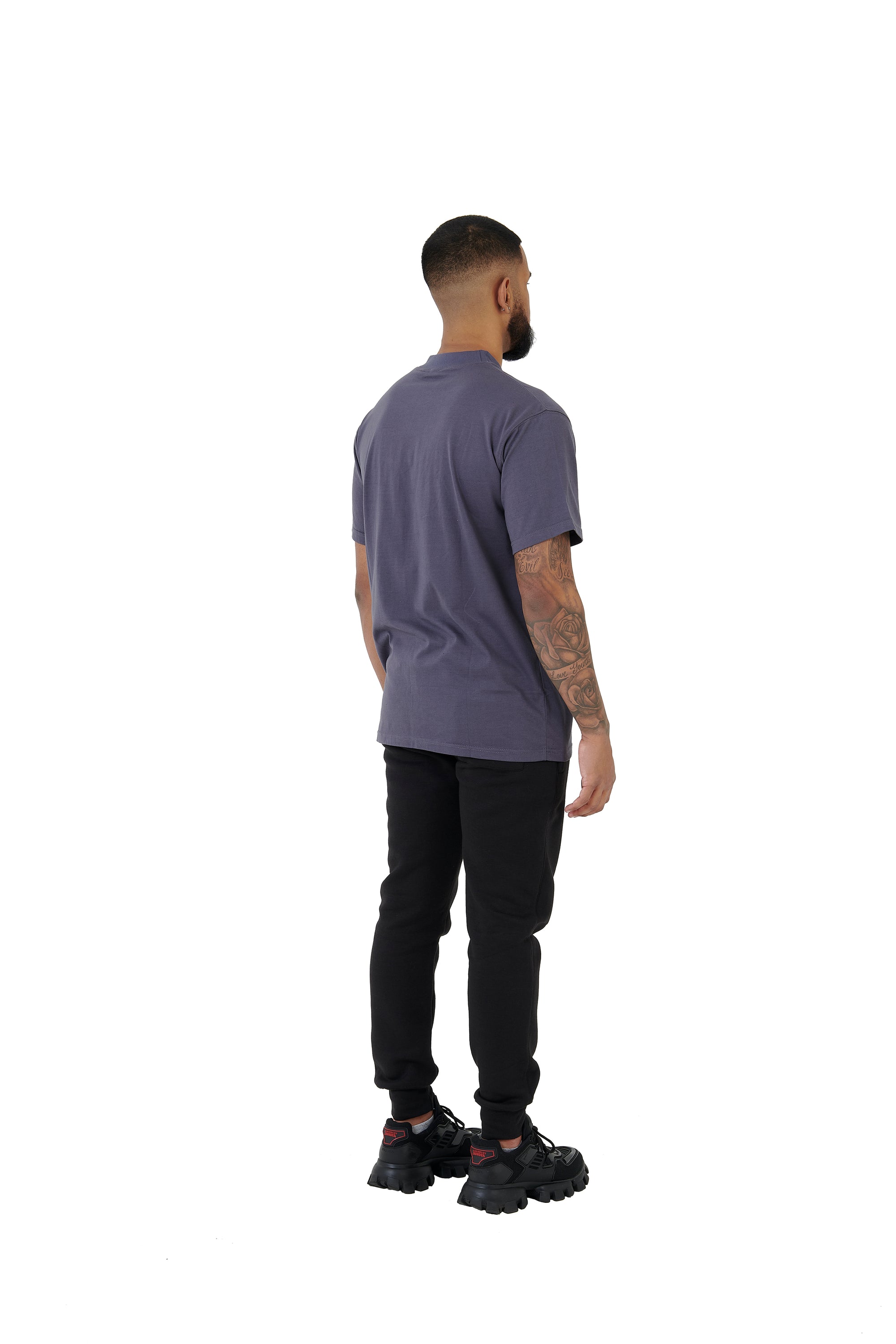 Wholesale Plain Charcoal Grey Oversized T-shirt and Oversized Plain Black Jogging Bottoms