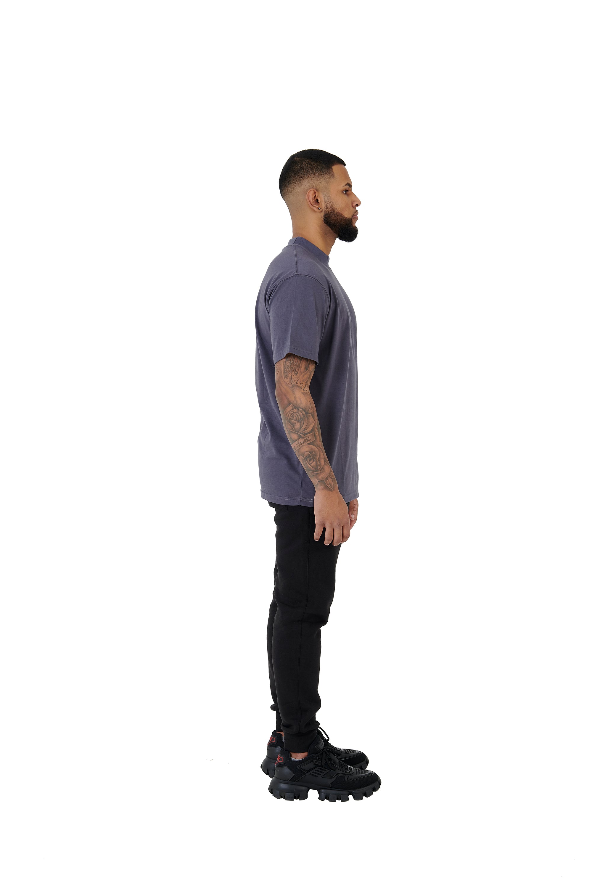 Wholesale Plain Charcoal Grey Oversized T-shirt and Oversized Plain Black Jogging Bottoms