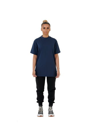 Wholesale Plain Washed Navy Oversized T-shirt and Oversized Plain Black Jogging Bottoms