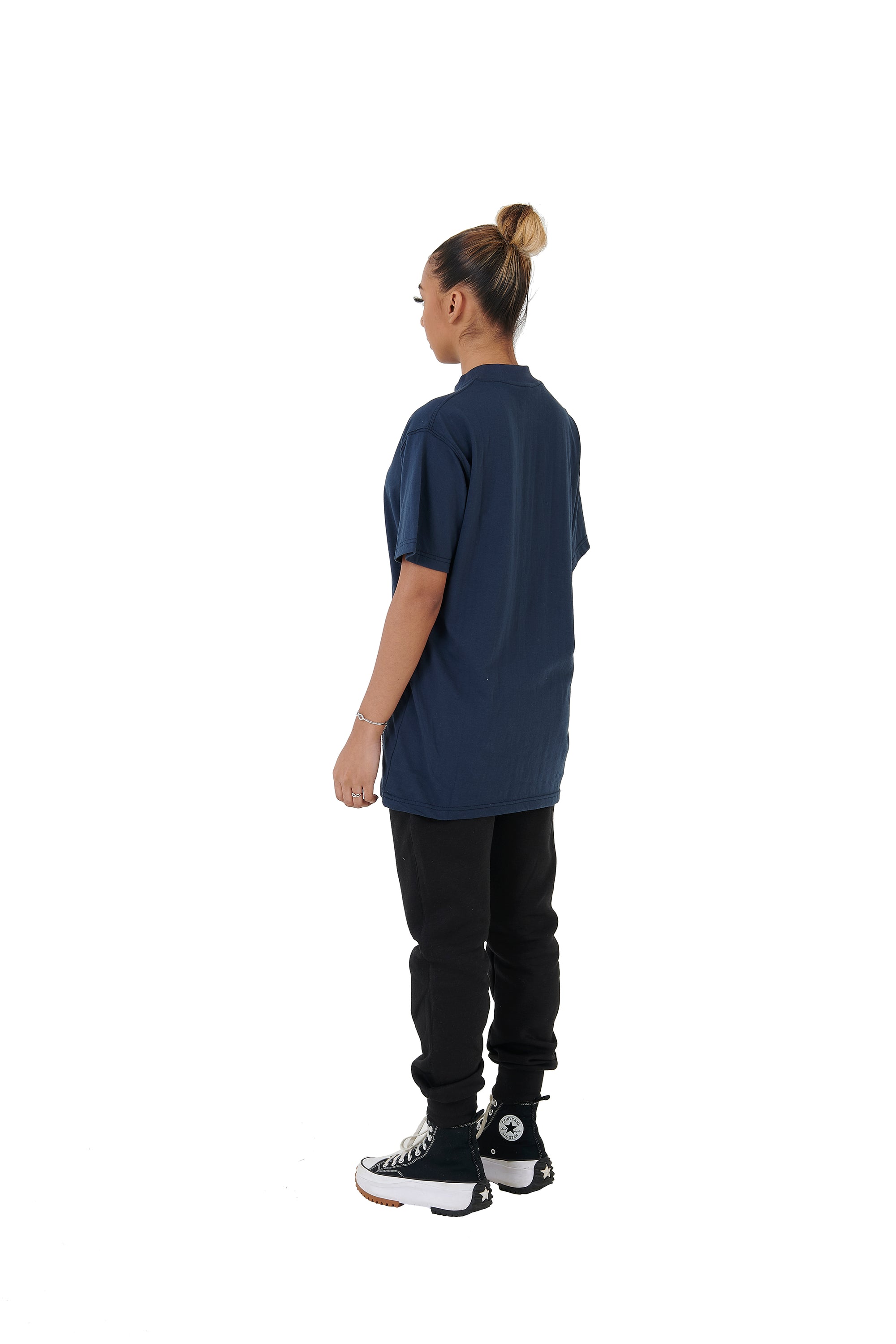 Wholesale Plain Washed Navy Oversized T-shirt and Oversized Plain Black Jogging Bottoms