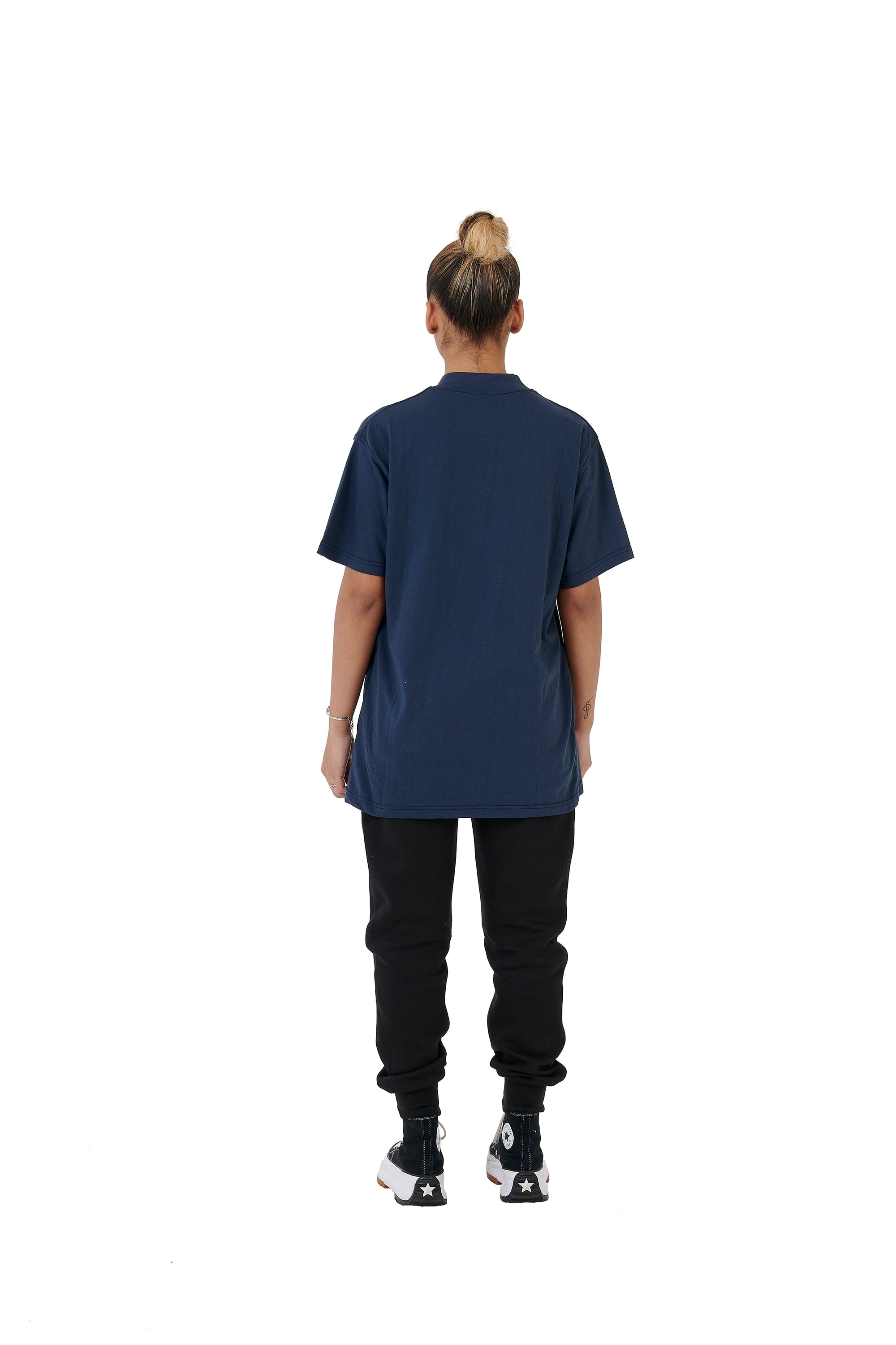 Wholesale Plain Washed Navy Oversized T-shirt and Oversized Plain Black Jogging Bottoms