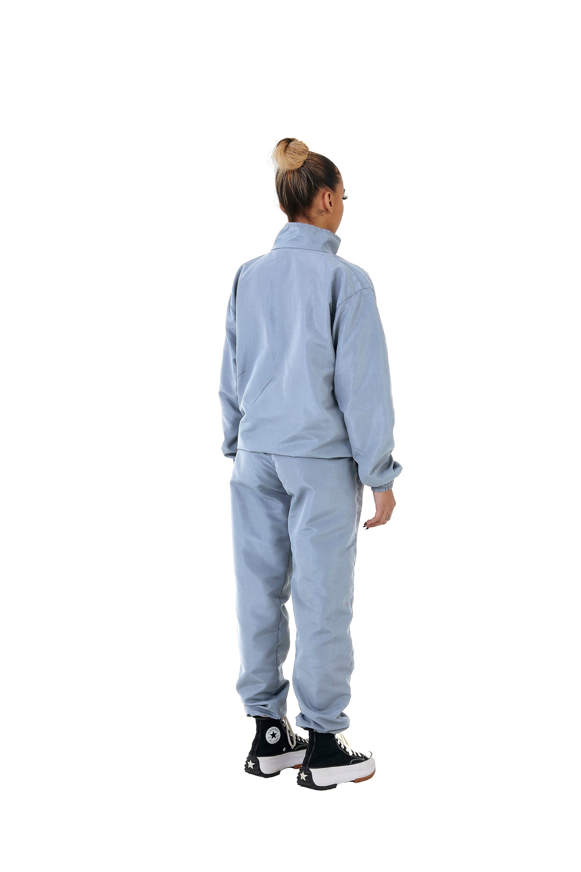 Wholesale Plain Grey Over Sized Nylon Jacket and Grey Over Sized Nylon Jogging Bottoms