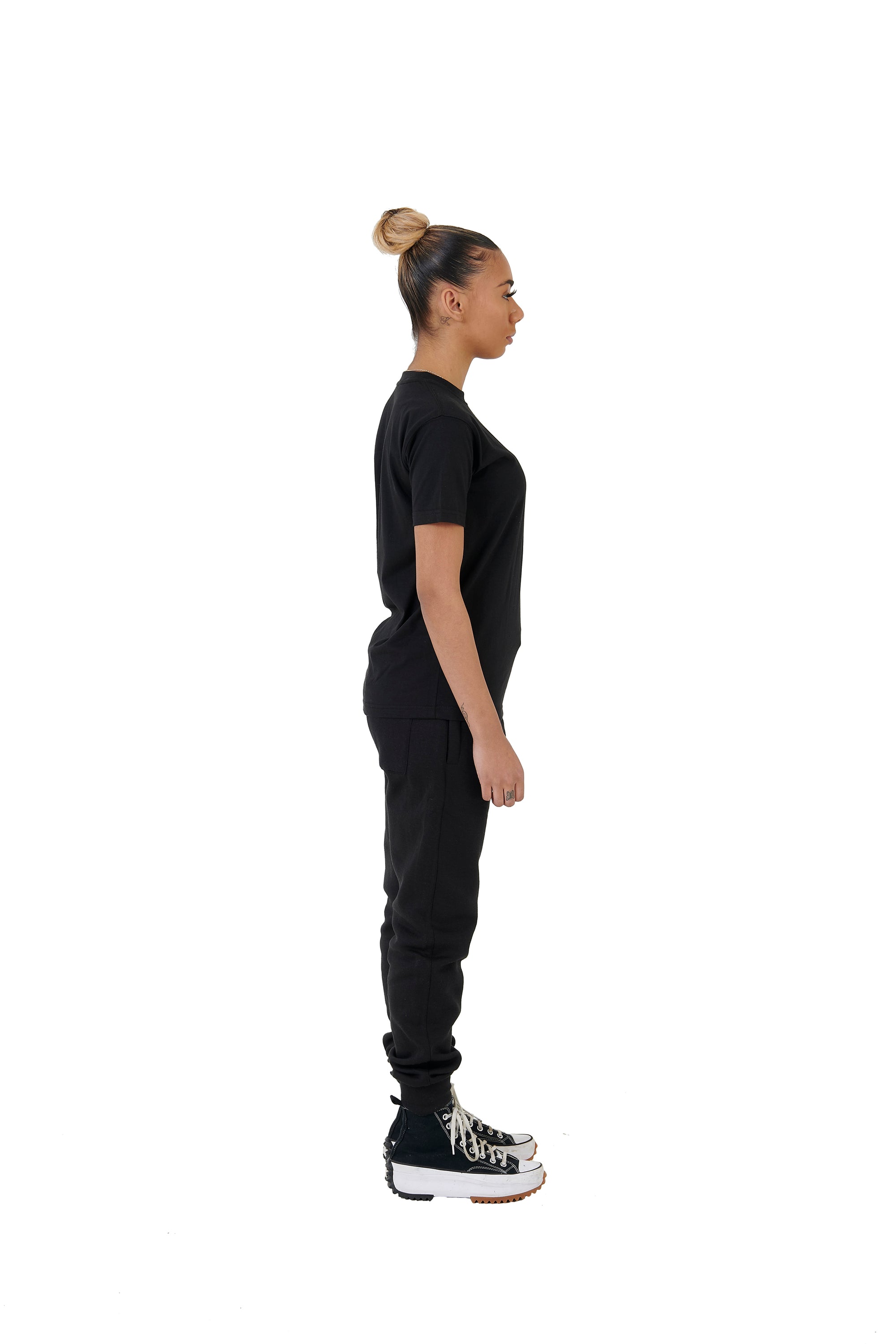 Wholesale Plain Black T-shirt and Black Joggers unisex