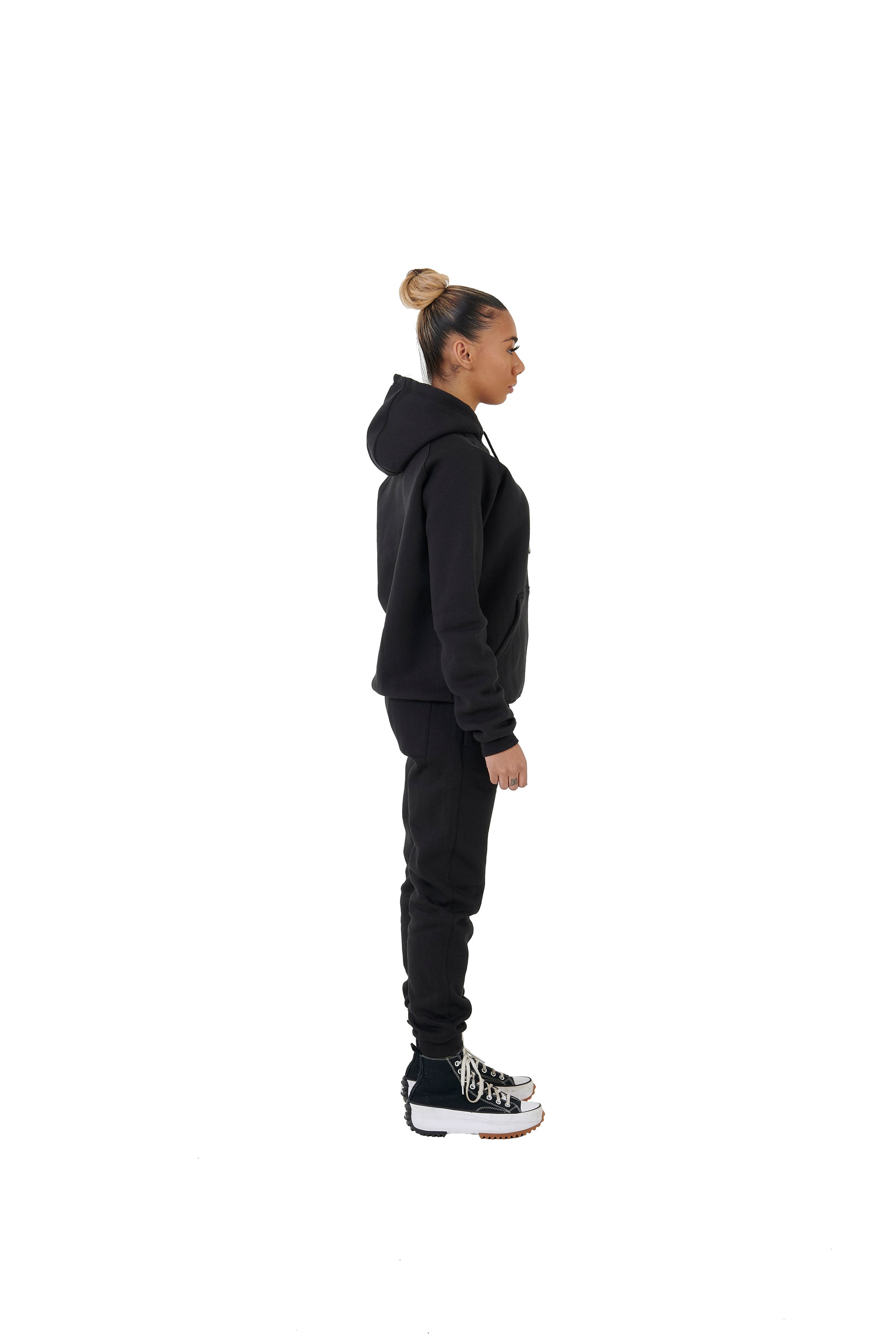 Wholesale Plain Black Slim Fit Hoodie and Black Slim Fit Jogging Bottoms