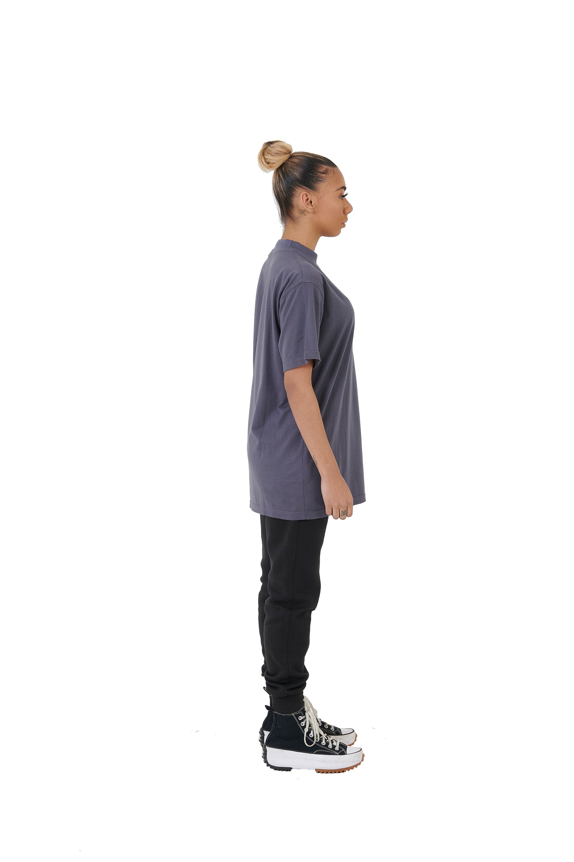 Wholesale Plain Charcoal Grey Oversized T-shirt and Oversized Plain Black Jogging Bottoms