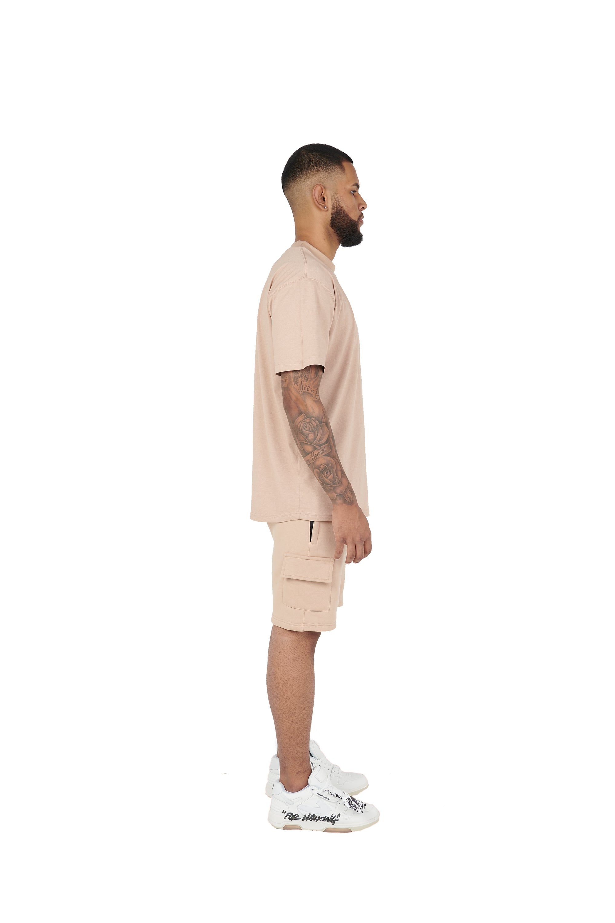 Cargo Slim Fit Shorts and Plain White Oversized T-shirts at wholesale prices