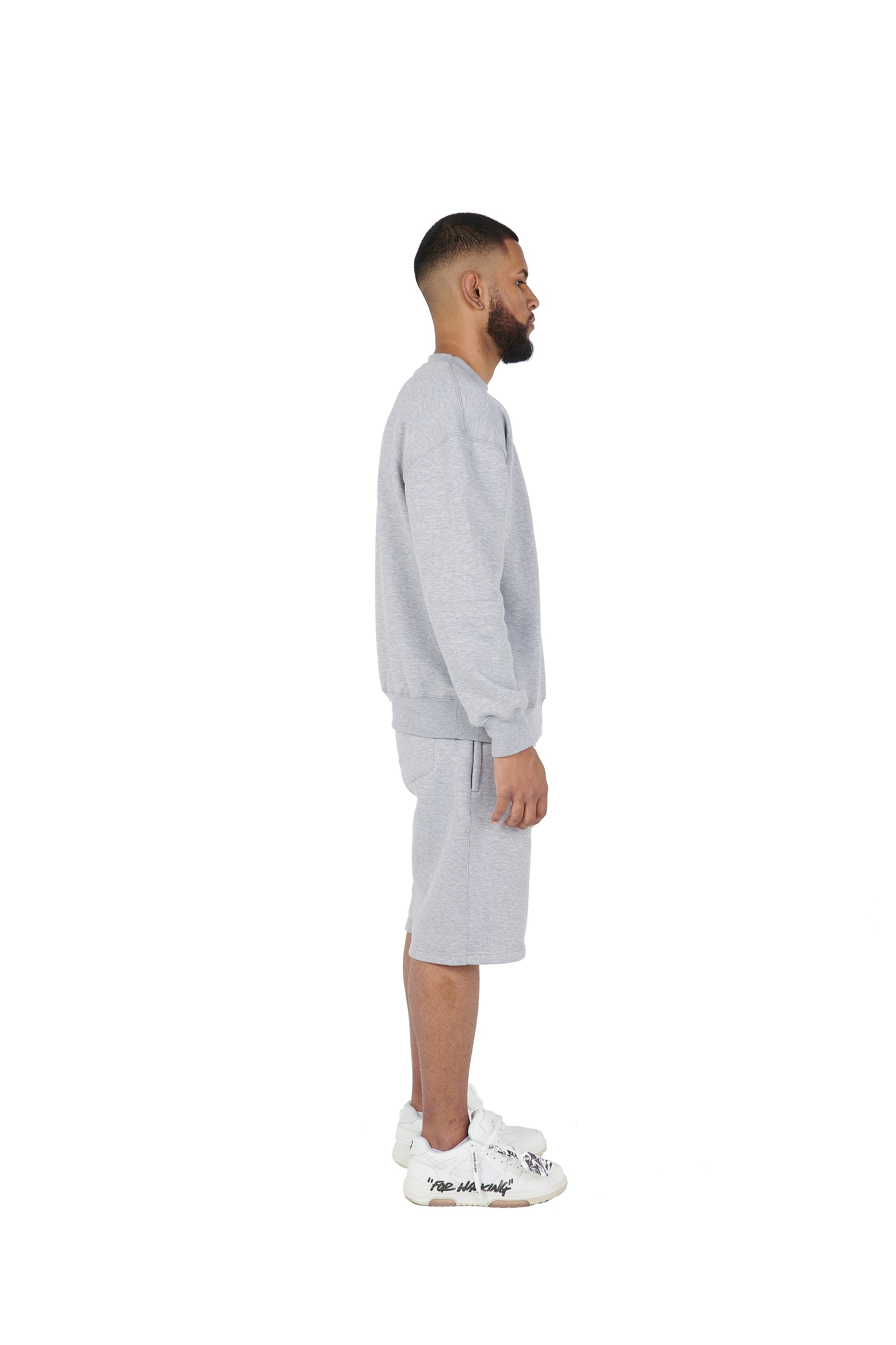 Wholesale Plain Grey Over Sized Sweatshirt and Grey Over Sized Shorts.