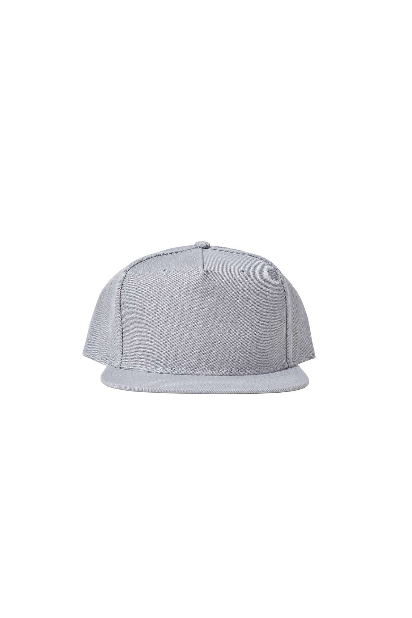 The Flat Peak Snap Back features visible stitching and adjustable back is available at wholesale prices 