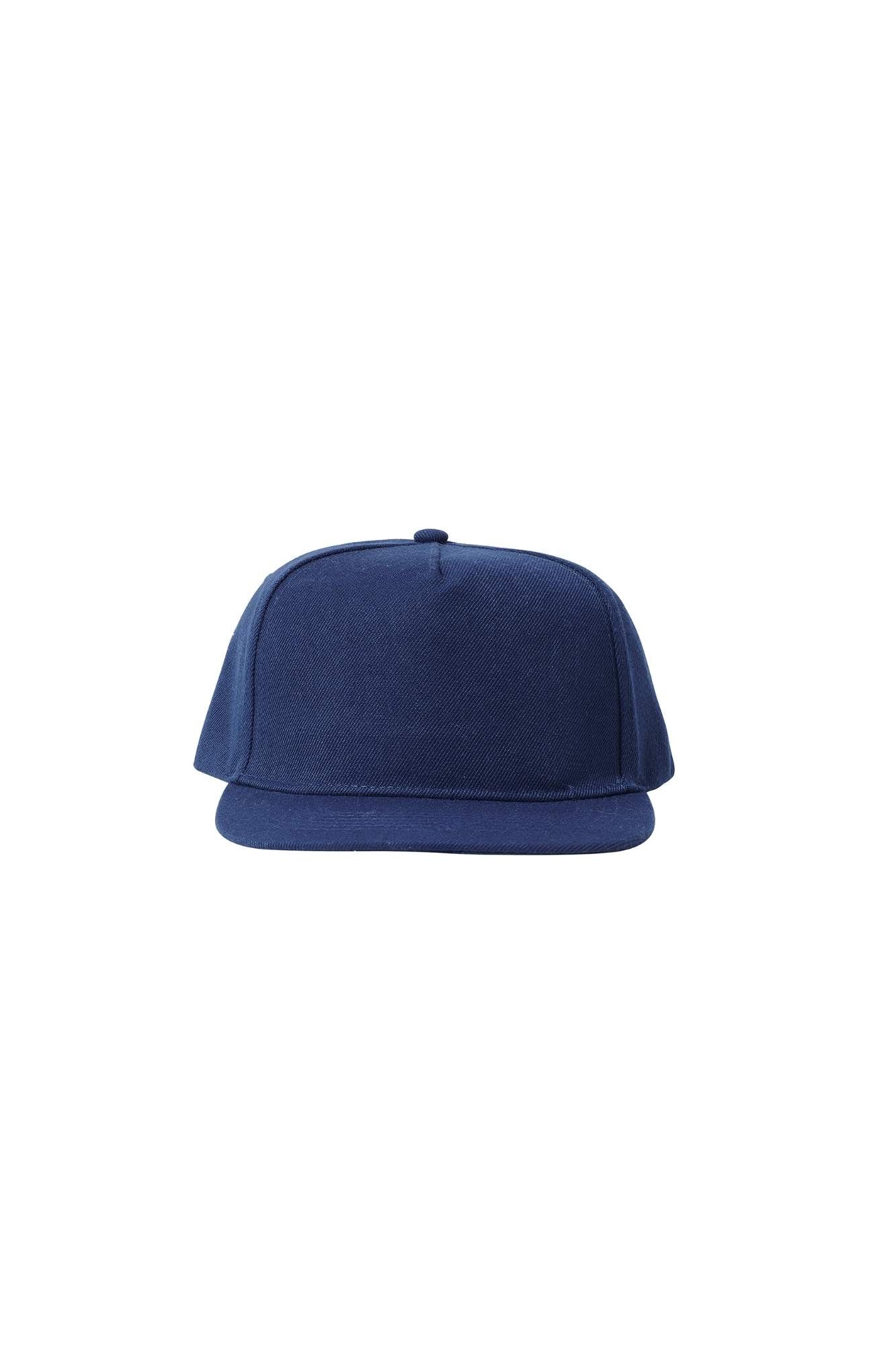 The Flat Peak Snap Back features visible stitching and adjustable back is available at wholesale prices 