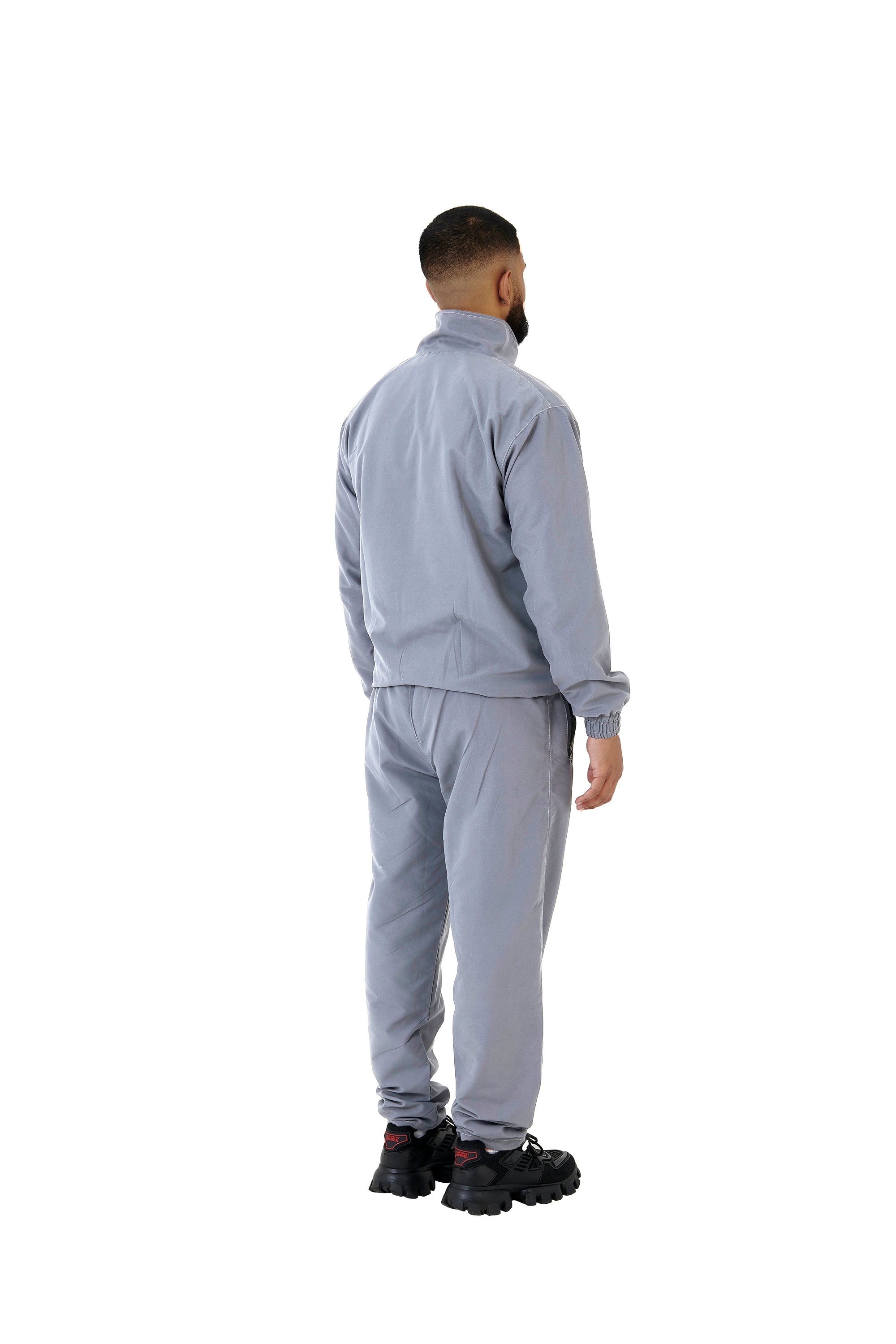 Wholesale Plain Grey Over Sized Nylon Jacket and Grey Over Sized Nylon Jogging Bottoms