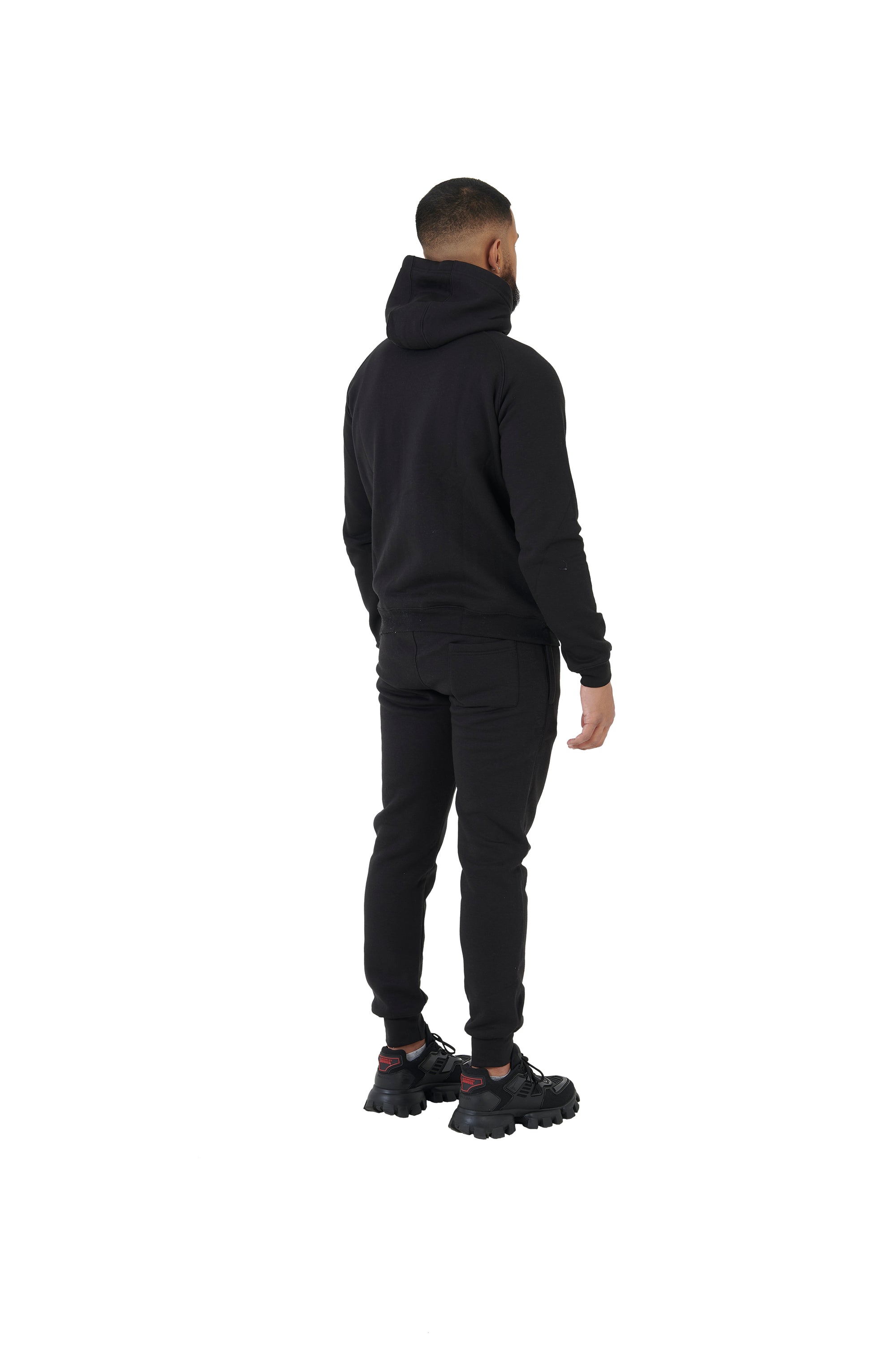 Wholesale Plain Black Slim Fit Hoodie and Black Slim Fit Jogging Bottoms