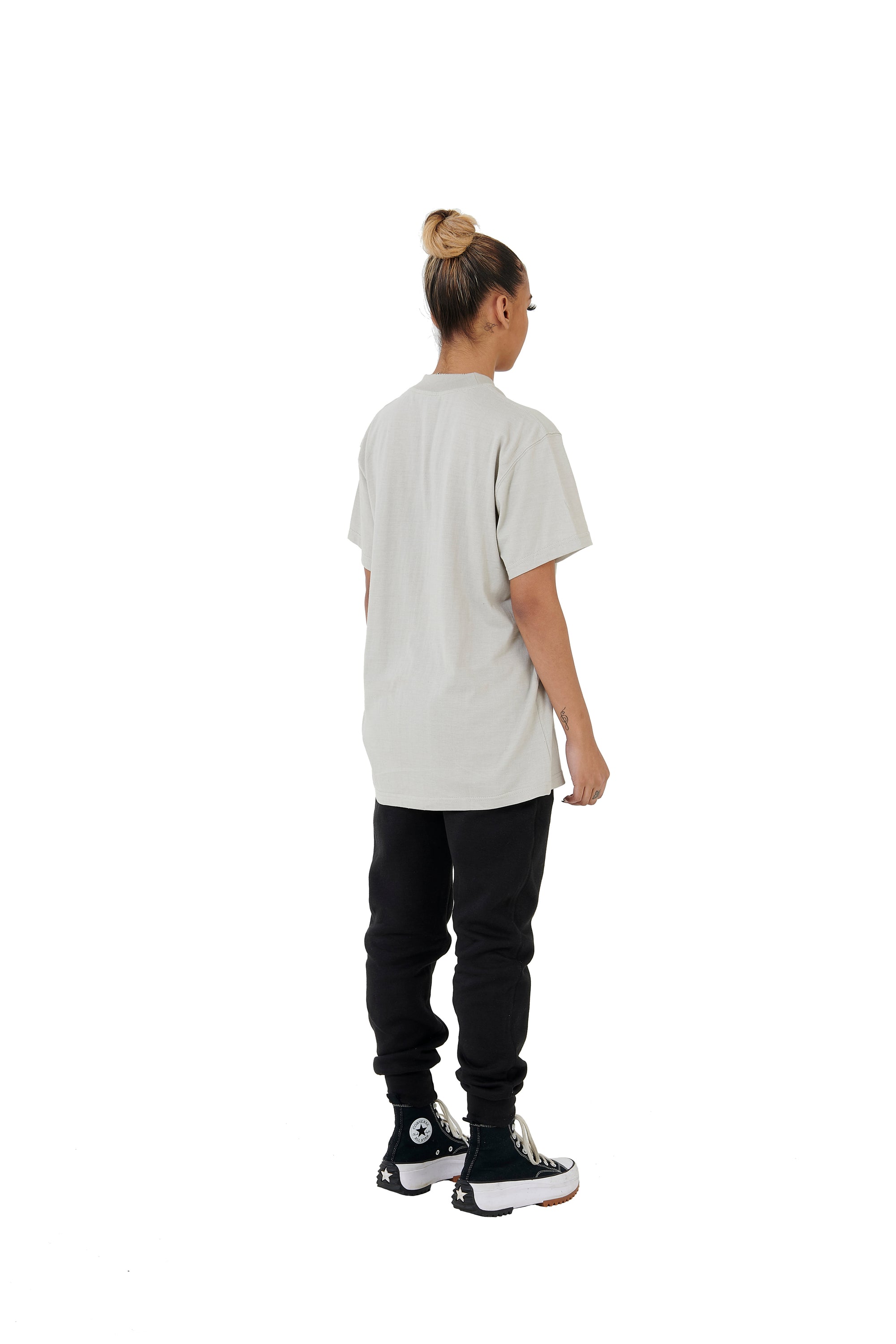 Wholesale Plain Stone Grey Oversized T-shirt and Oversized Plain Black Jogging Bottoms