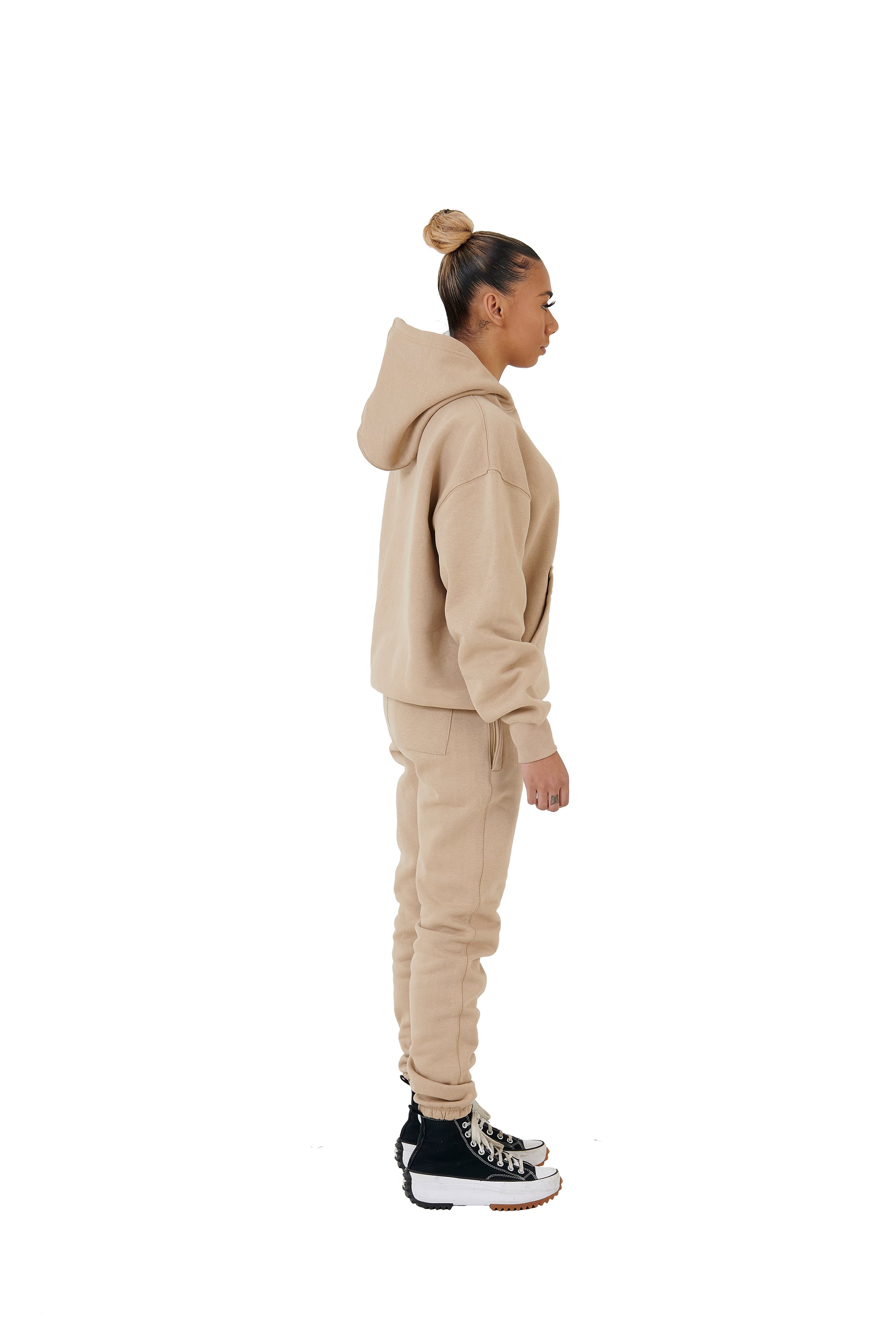 Wholesale Plain Beige Over Sized Hoodie and Beige Over Sized Jogging Bottoms