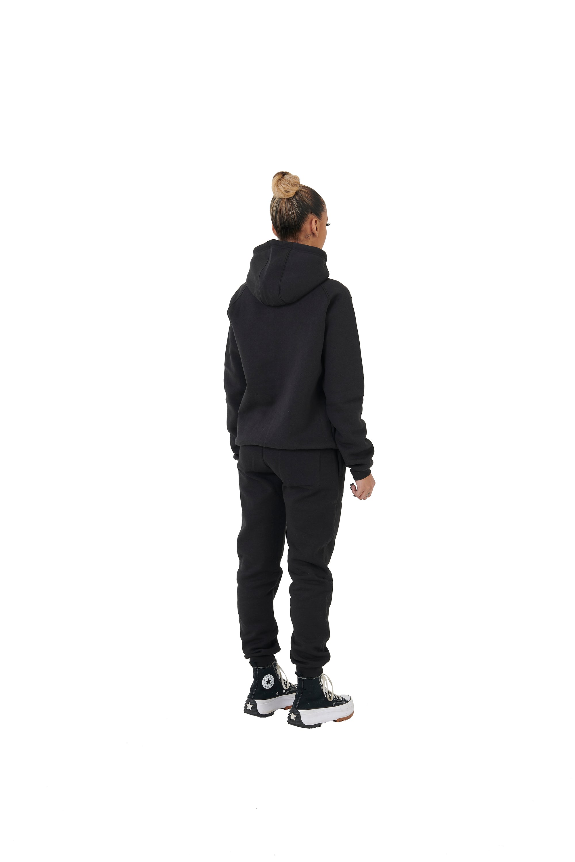 Wholesale Plain Black Slim Fit Hoodie and Black Slim Fit Jogging Bottoms