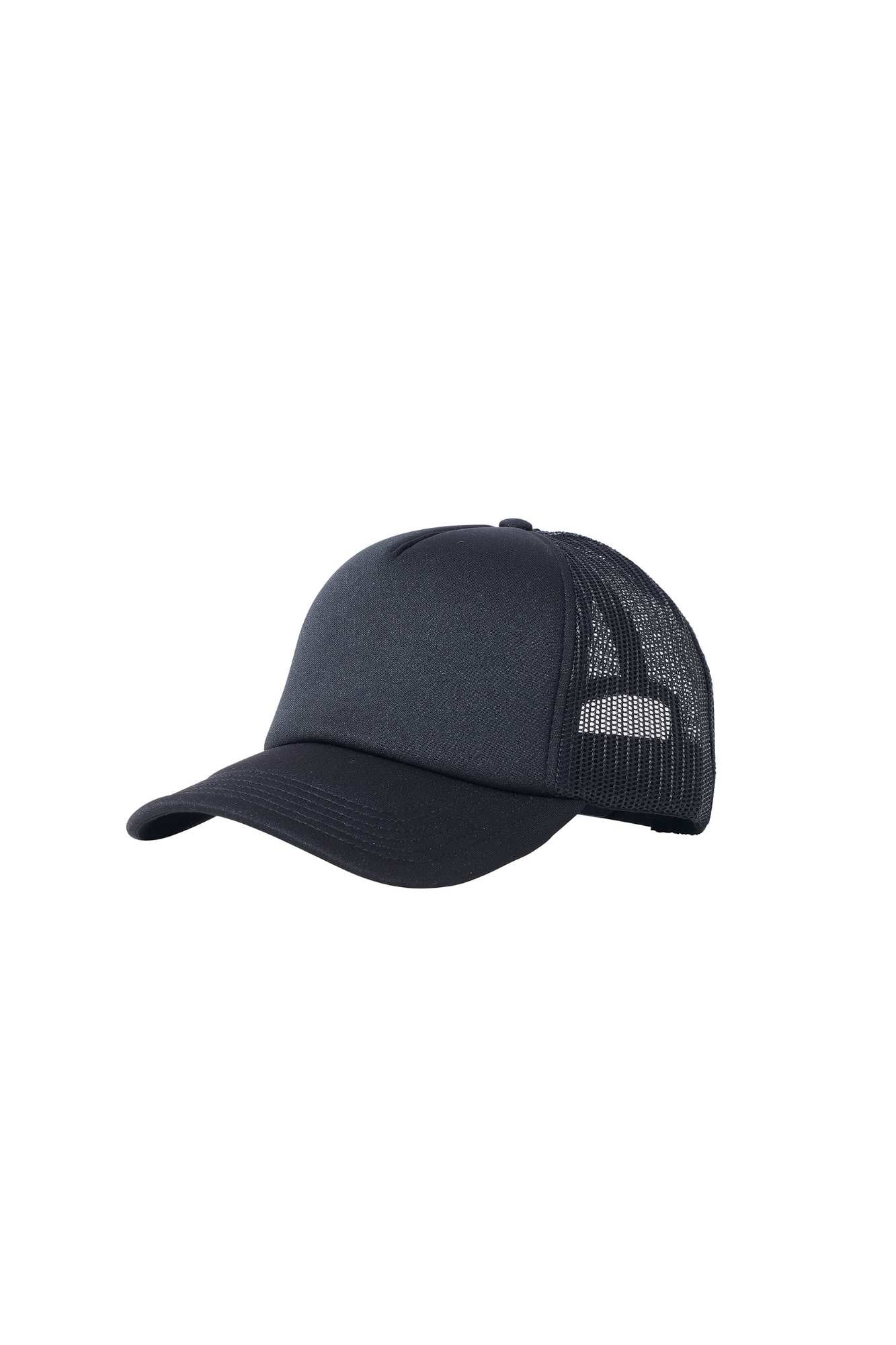 Wholesale Plain Black Foam Mesh Snap Back Cap