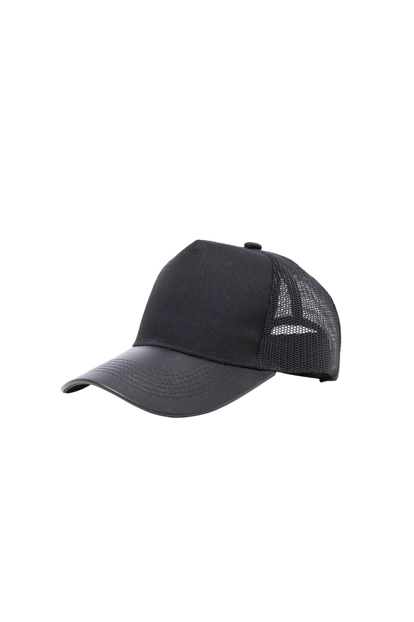 Caps at wholesale prices with mesh peaks and visible stitching.