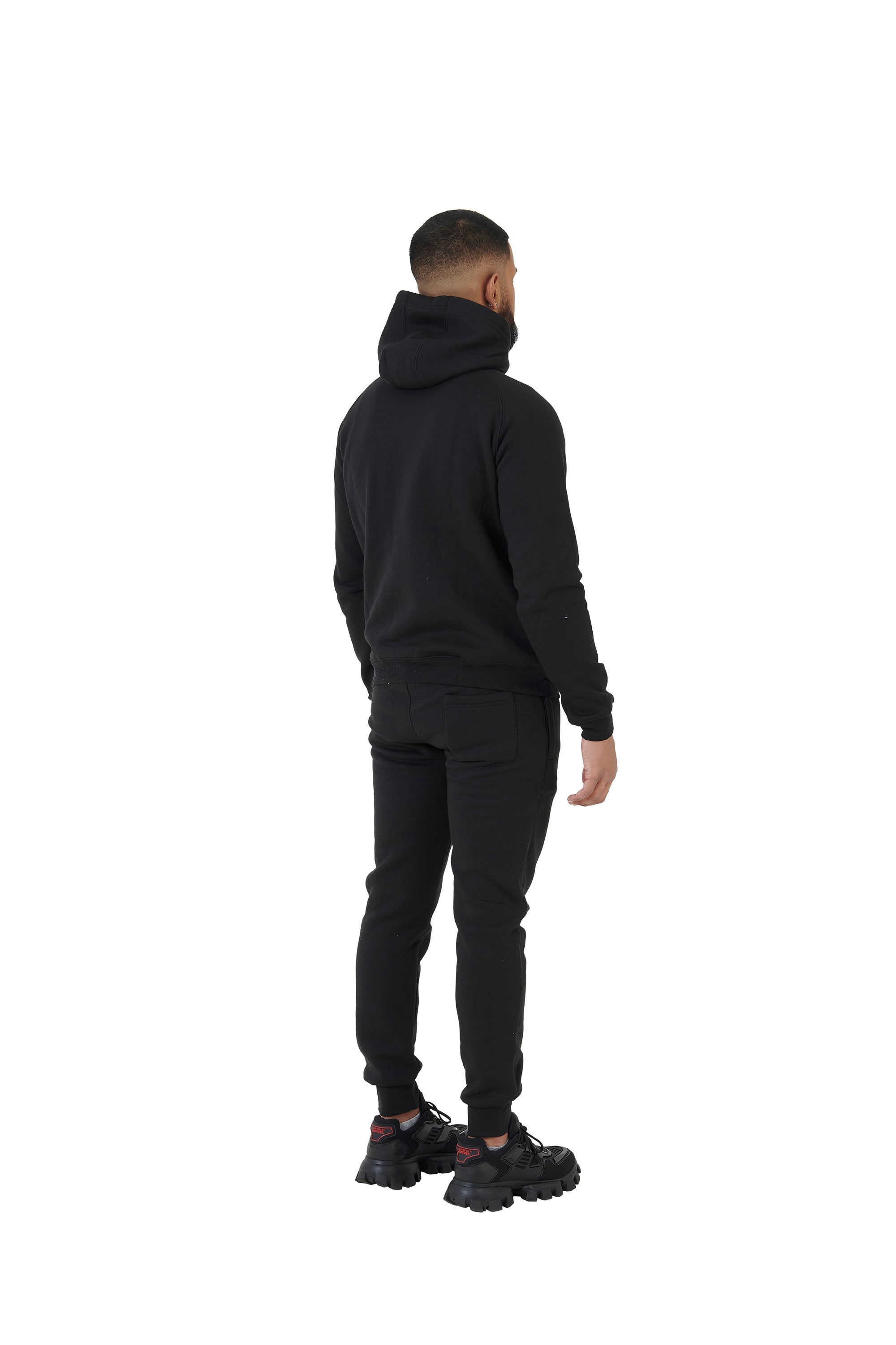 Wholesale Plain Black Slim Fit Hoodie and Black Slim Fit Jogging Bottoms