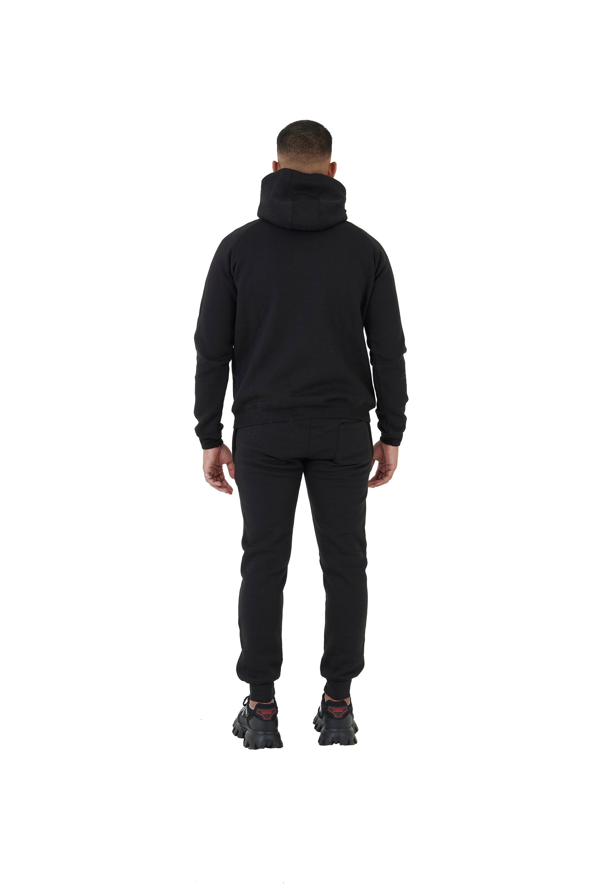 Wholesale Plain Black Slim Fit Hoodie and Black Slim Fit Jogging Bottoms