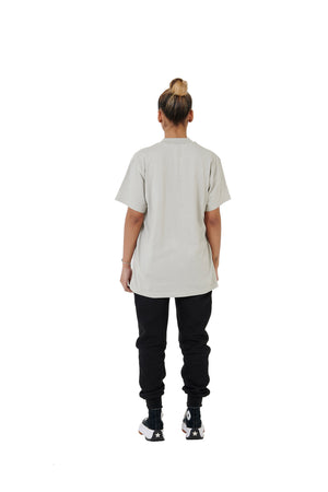 Wholesale Plain Stone Grey Oversized T-shirt and Oversized Plain Black Jogging Bottoms
