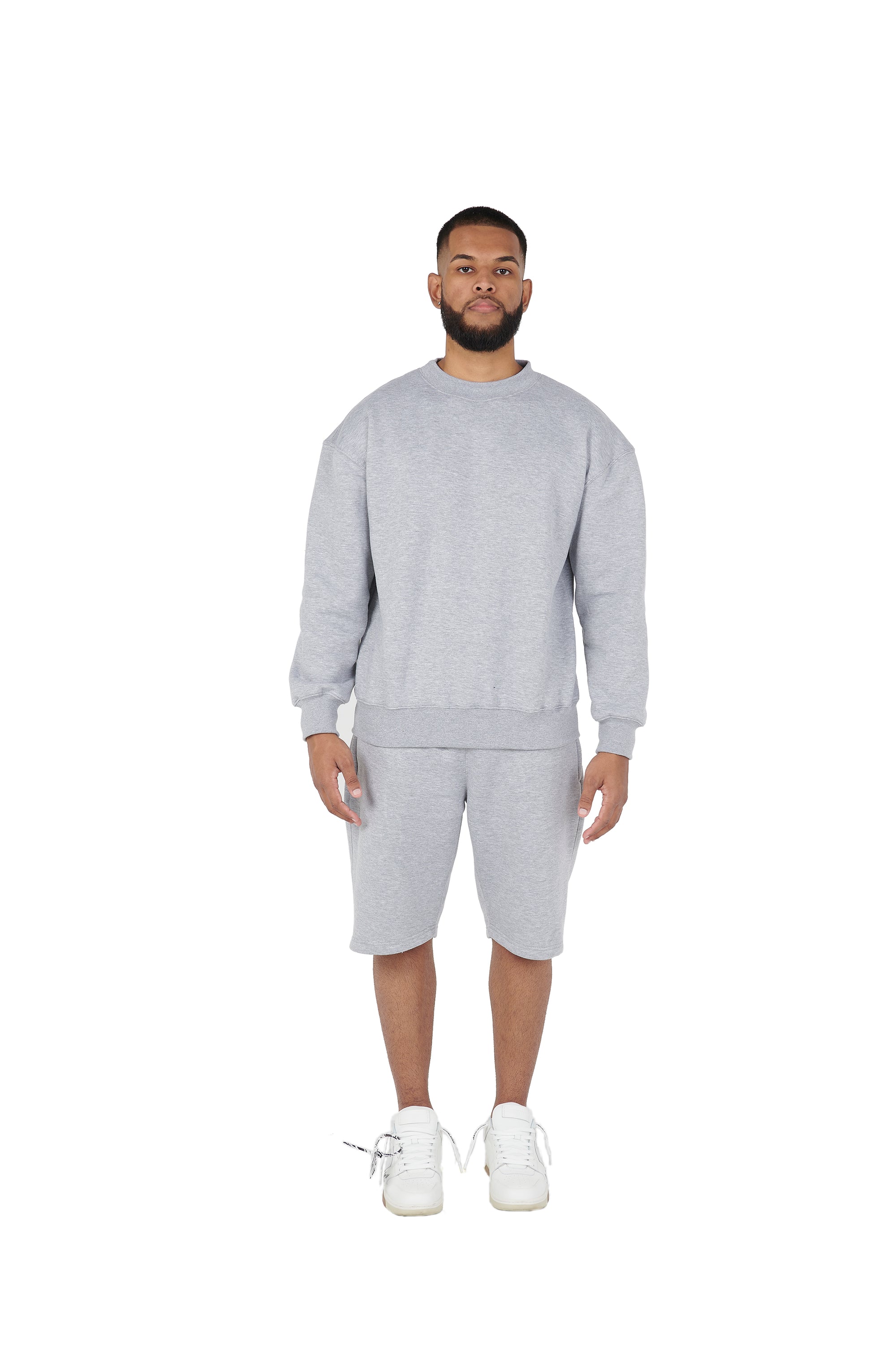 Wholesale Plain Grey Over Sized Sweatshirt and Grey Over Sized Shorts.