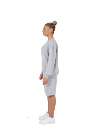 Wholesale Plain Grey Over Sized Sweatshirt and Grey Over Sized Shorts.