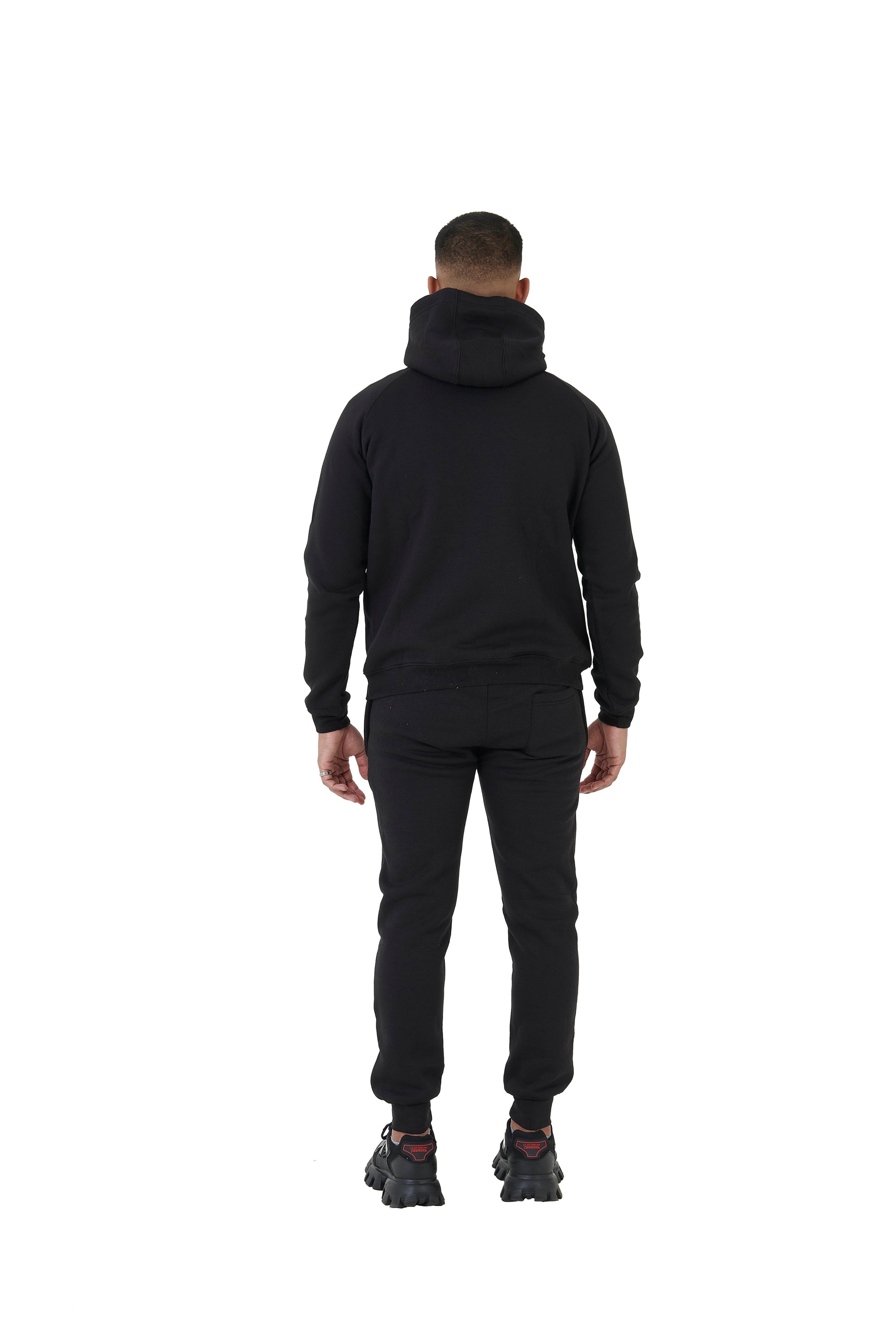 Wholesale Plain Black Slim Fit Hoodie and Black Slim Fit Jogging Bottoms