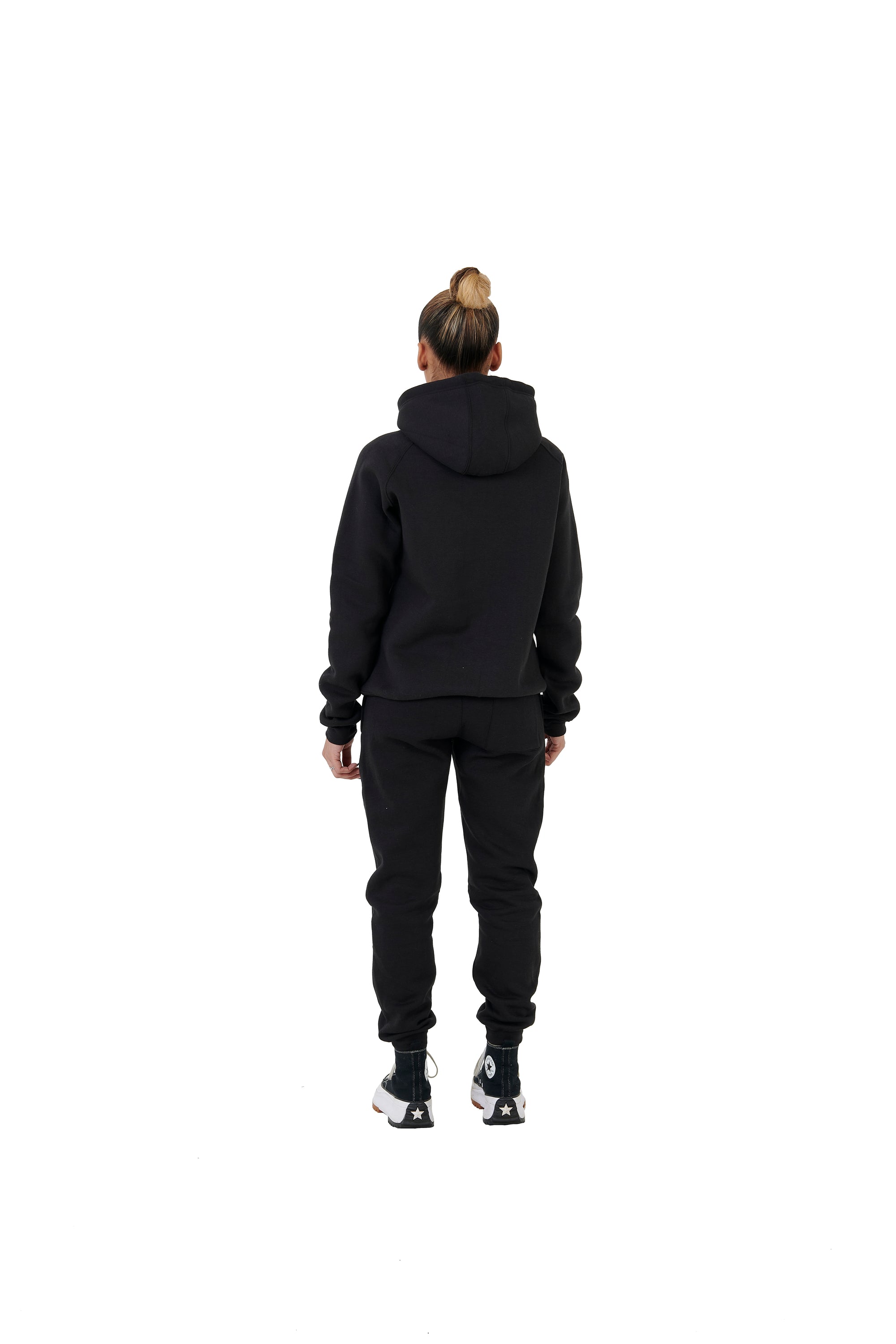 Wholesale Plain Black Slim Fit Hoodie and Black Slim Fit Jogging Bottoms