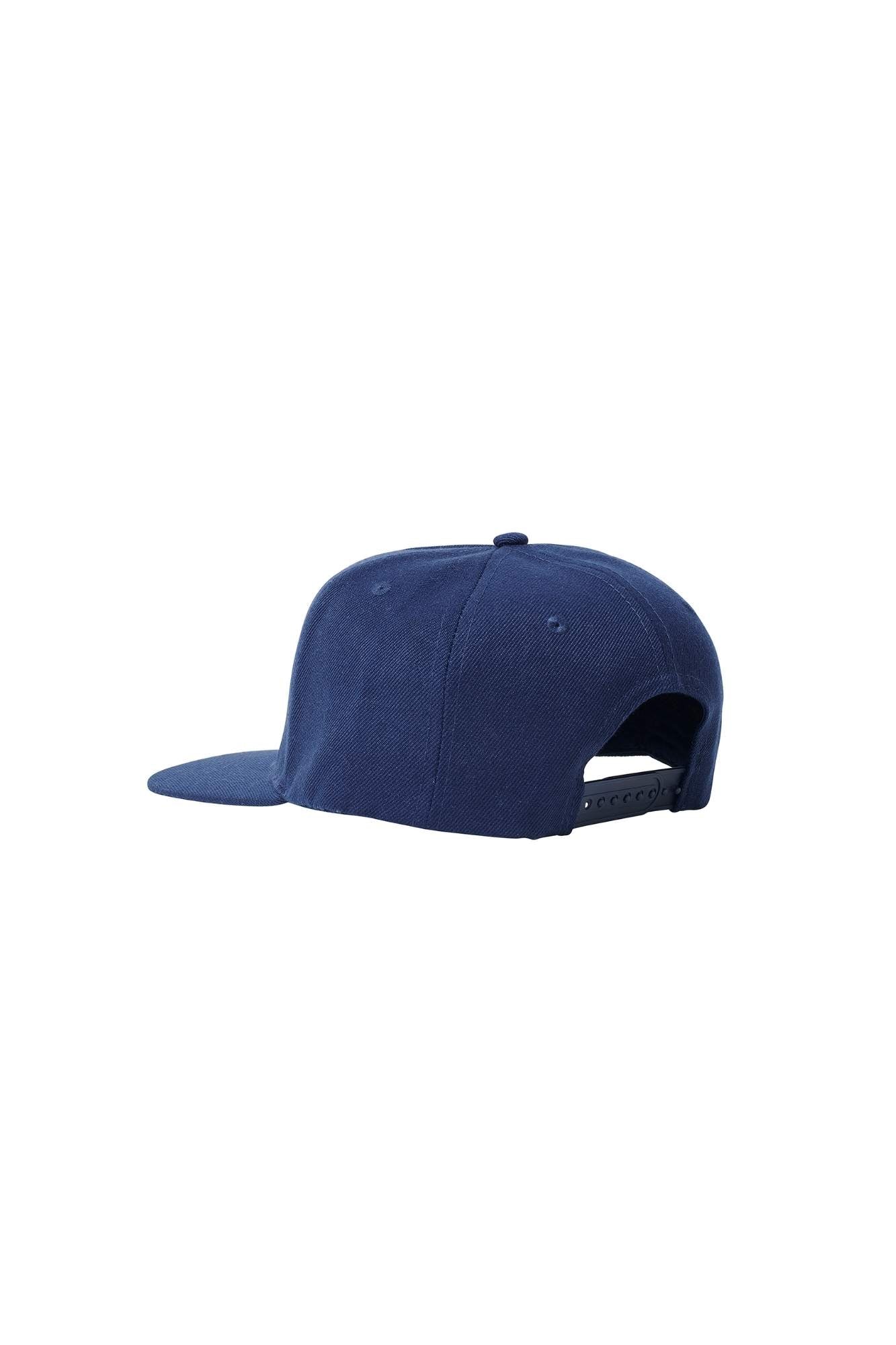 The Flat Peak Snap Back features visible stitching and adjustable back is available at wholesale prices 