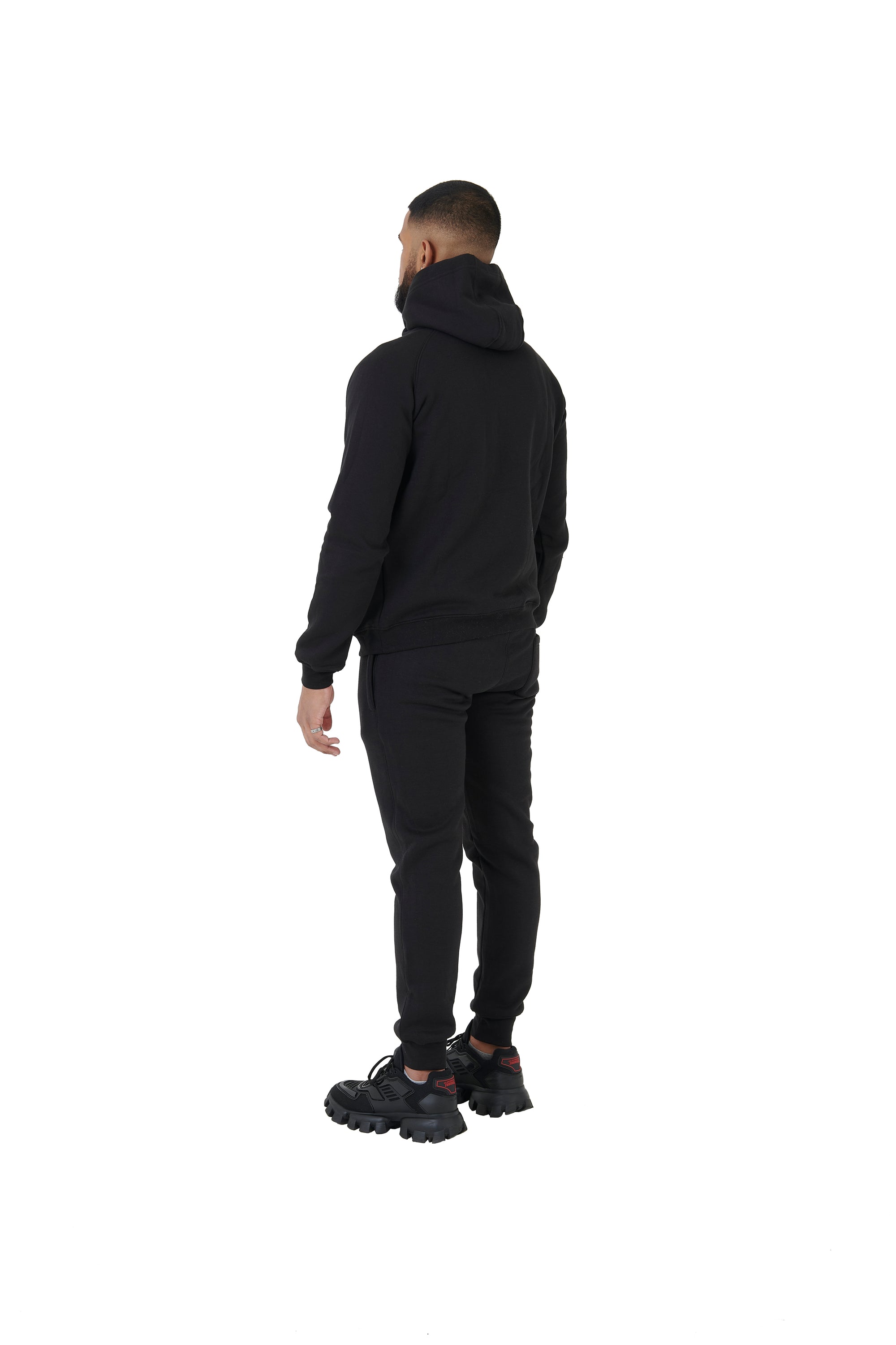 Wholesale Plain Black Slim Fit Hoodie and Black Slim Fit Jogging Bottoms