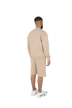 Beige oversized tracksuit shorts high quality 
