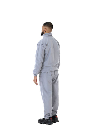 Wholesale Plain Grey Over Sized Nylon Jacket and Grey Over Sized Nylon Jogging Bottoms