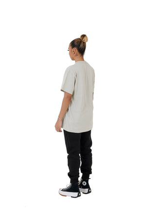 Wholesale Plain Stone Grey Oversized T-shirt and Oversized Plain Black Jogging Bottoms