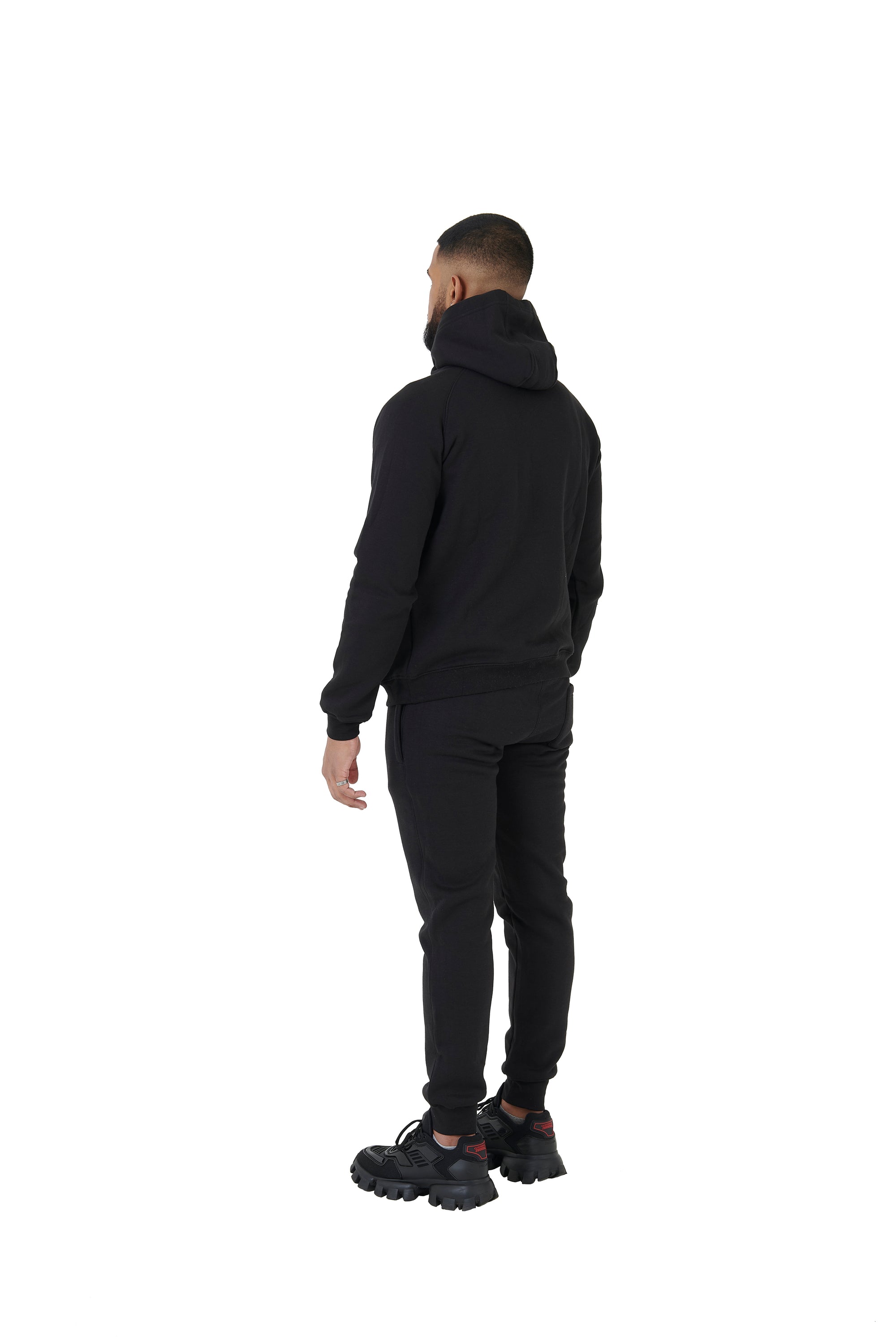 Wholesale Plain Black Slim Fit Hoodie and Black Slim Fit Jogging Bottoms