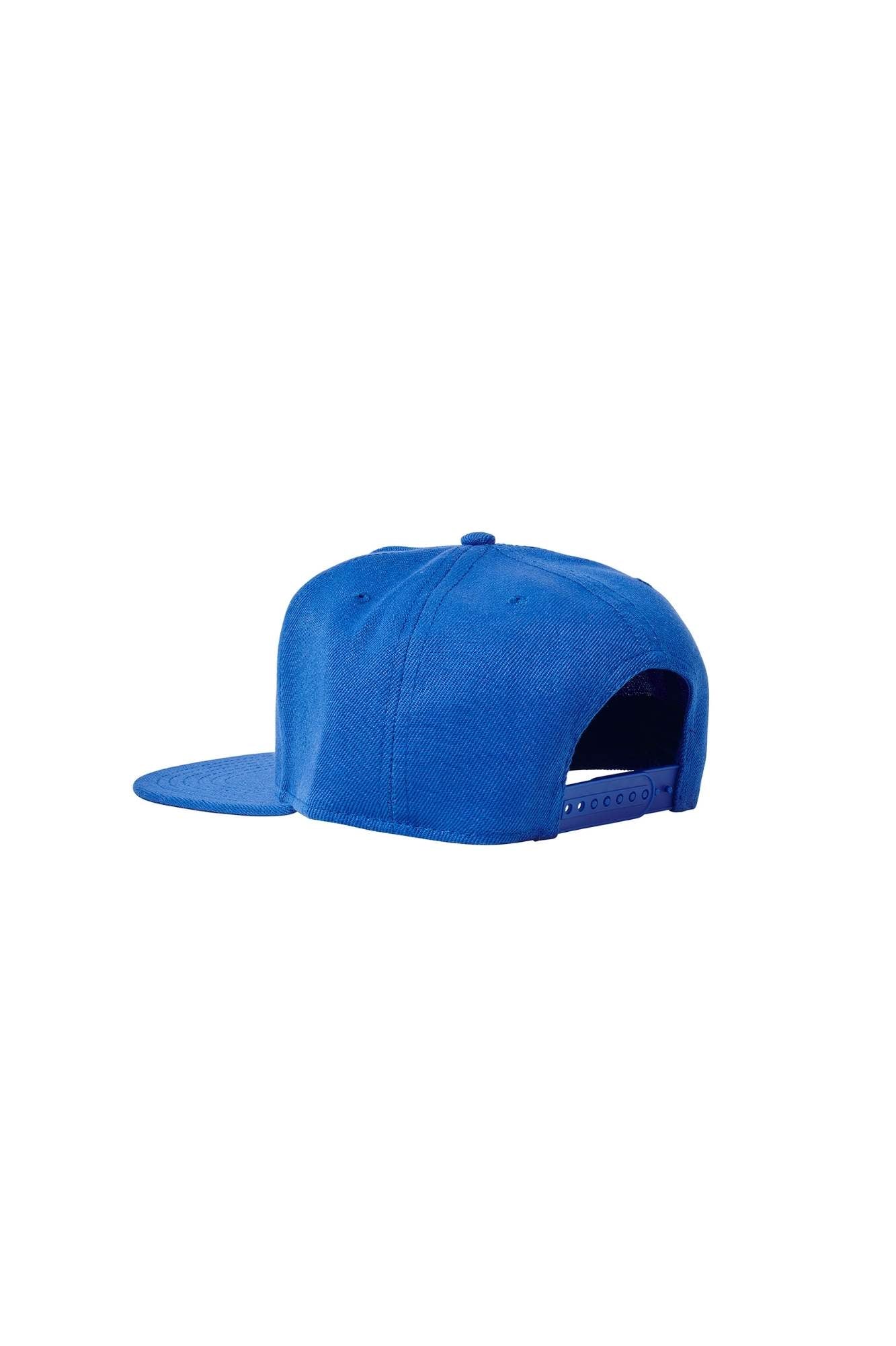 The Flat Peak Snap Back features visible stitching and adjustable back is available at wholesale prices 