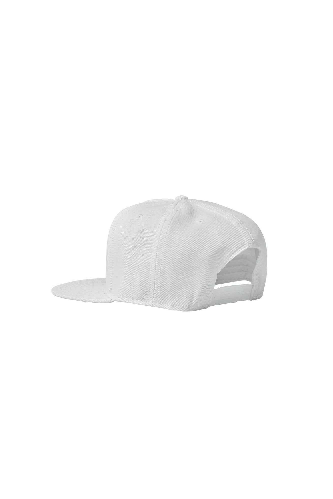 The Flat Peak Snap Back features visible stitching and adjustable back is available at wholesale prices 