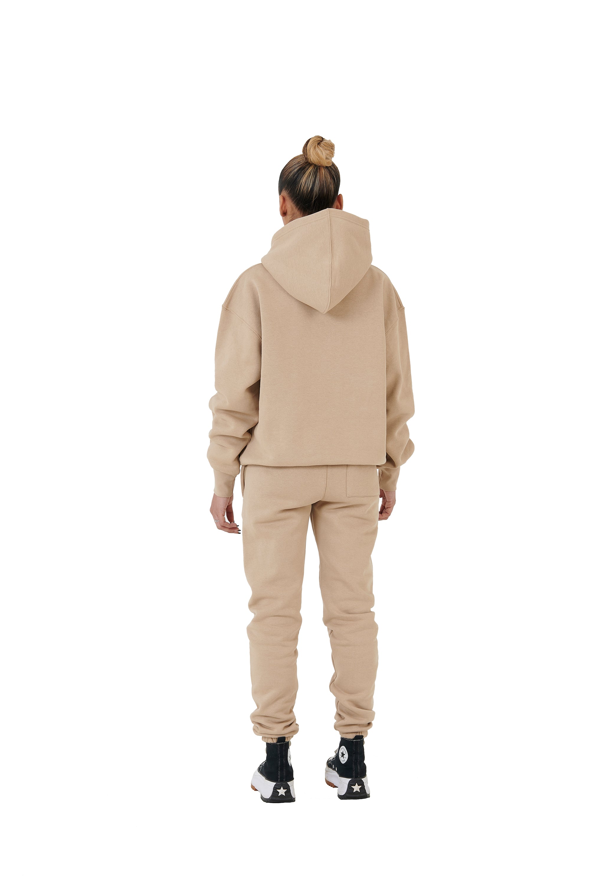 Wholesale Plain Beige Over Sized Hoodie and Beige Over Sized Jogging Bottoms