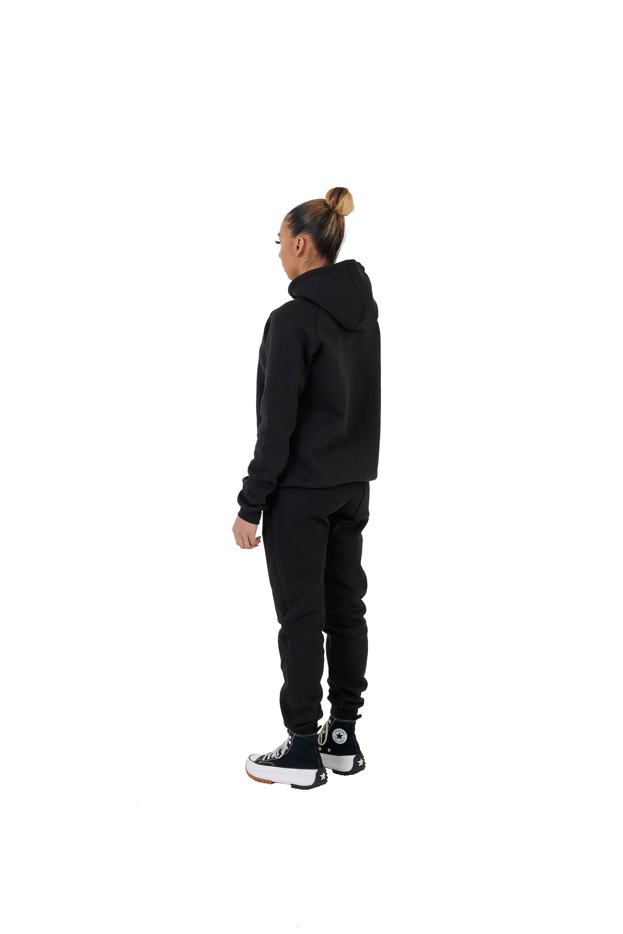 Wholesale Plain Black Slim Fit Hoodie and Black Slim Fit Jogging Bottoms