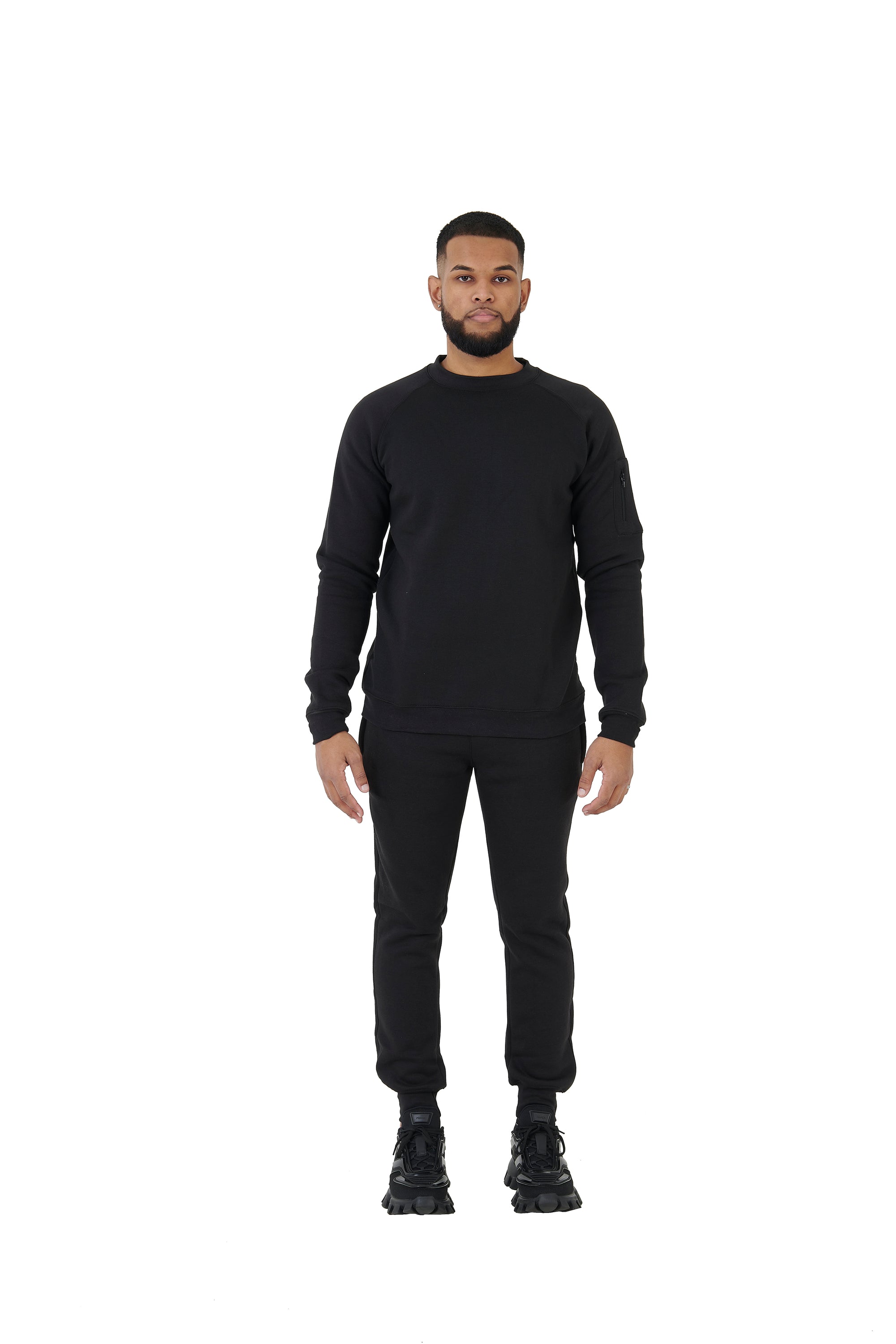 Wholesale Black Slim Fit Sweater and Black Joggers Unisex