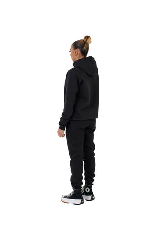 Wholesale Plain Black Slim Relaxed Fit Hoodie and Black Slim Fit Jogging Bottoms